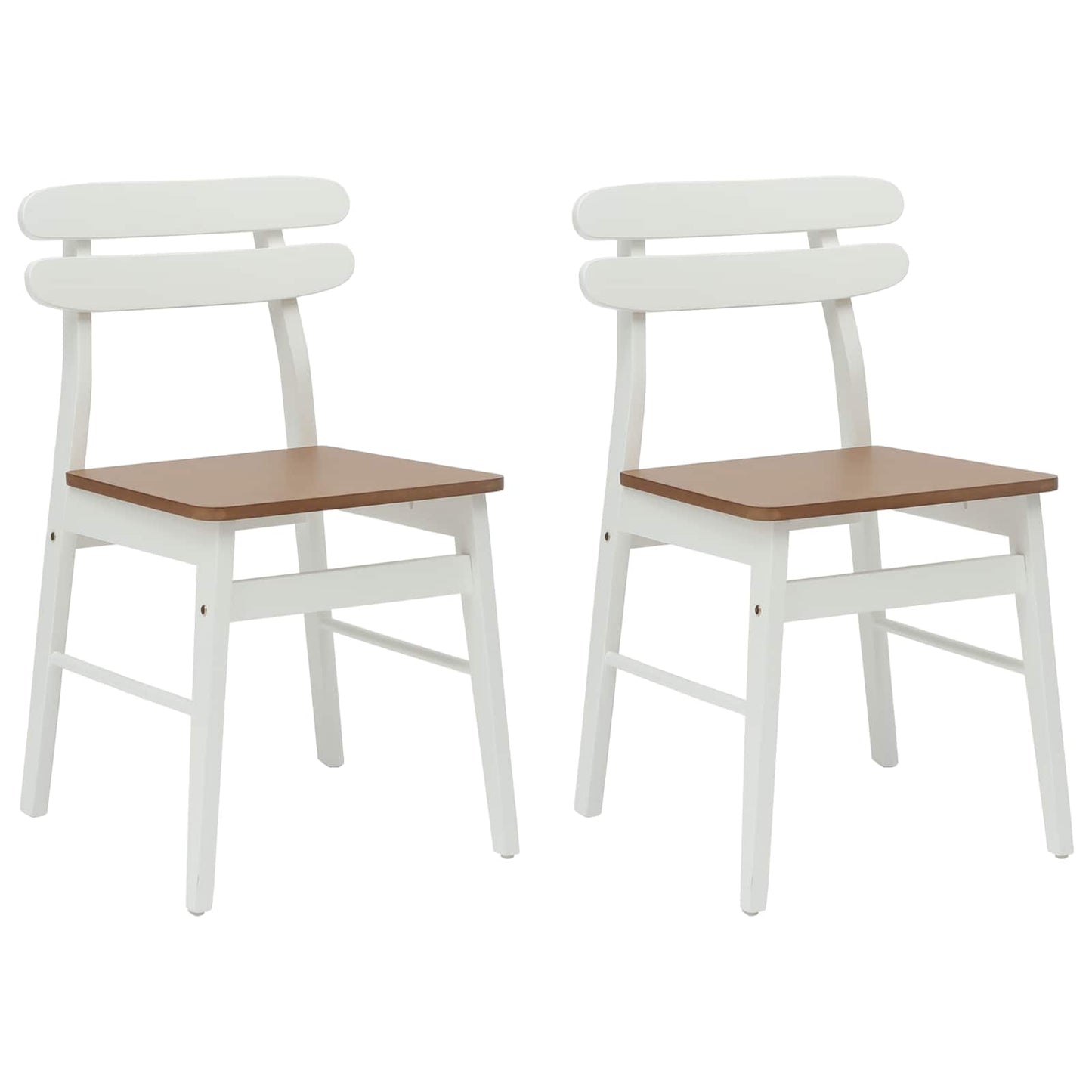 Spisestuestol 2 pcs Hvid og Naturlig Massiv Gummitræ
