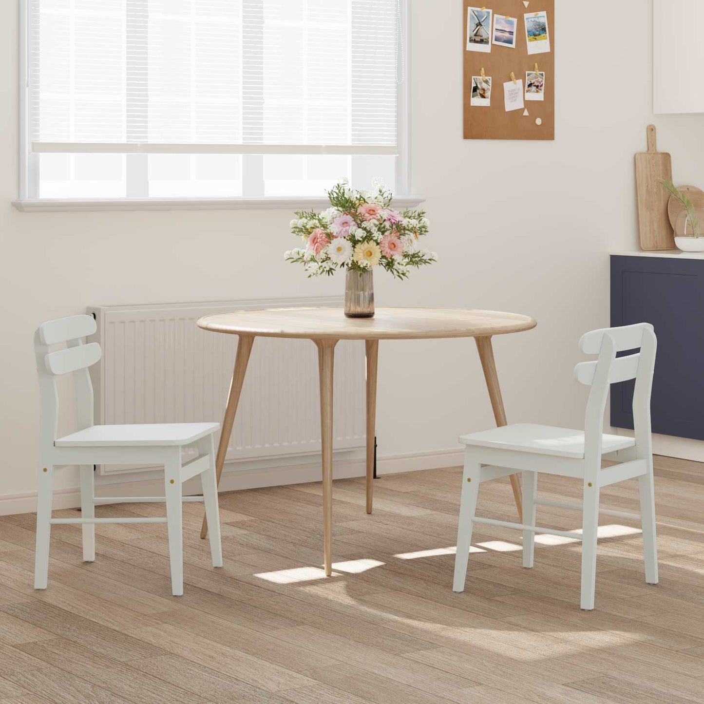 Spisestuestol 2 pcs Hvid Massiv Gummitræ
