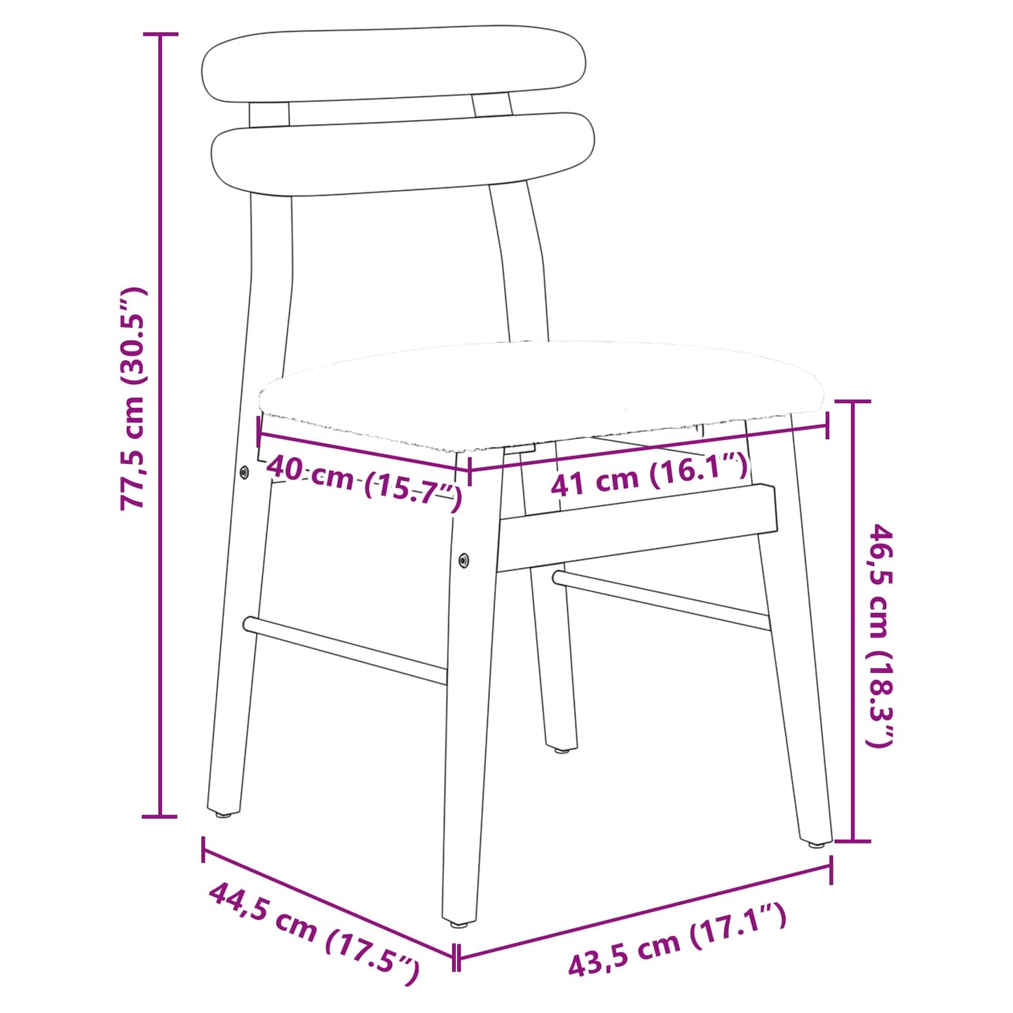 Spisestuestol 2 pcs Naturlig og lys Massiv Gummitræ