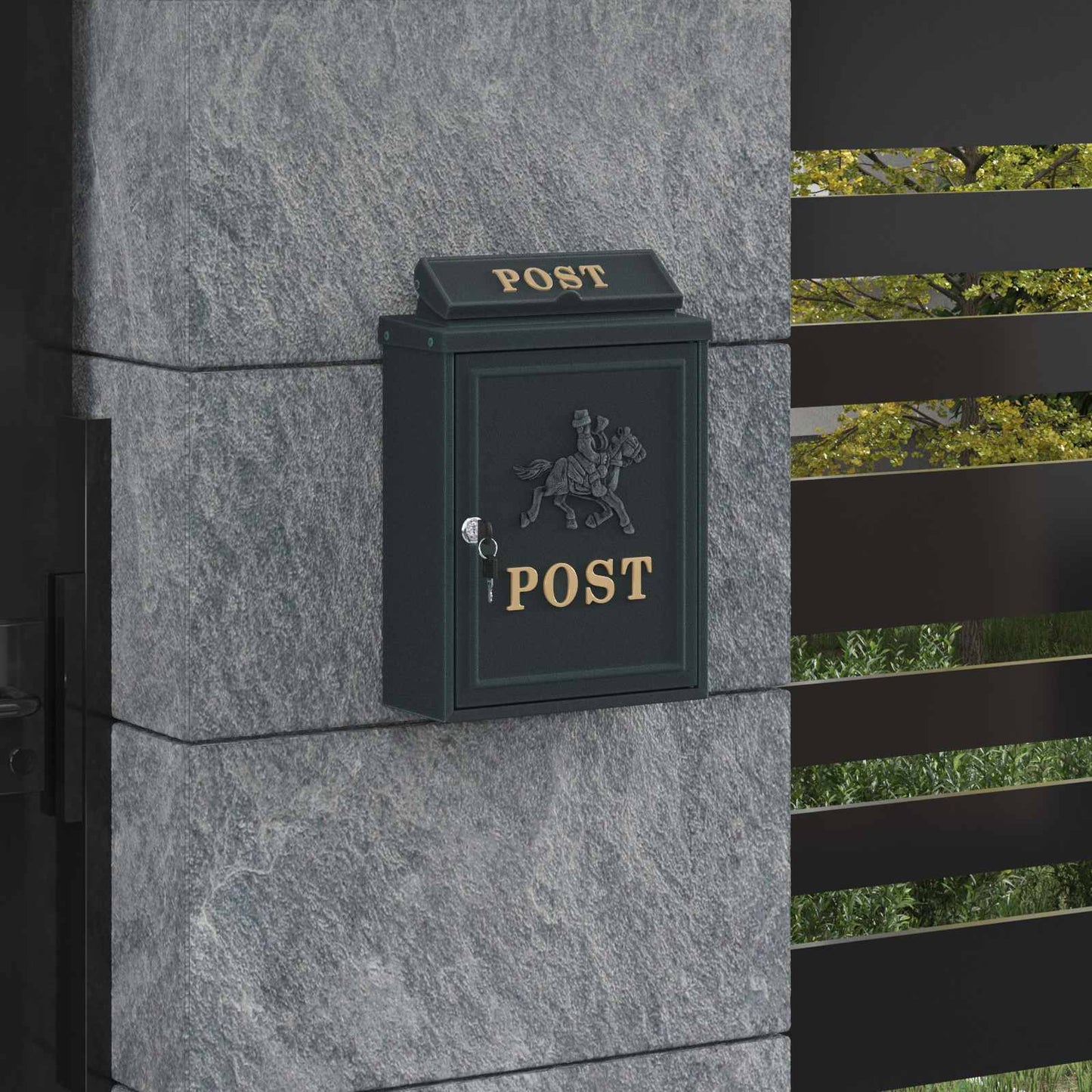 Væghængt Postkasse med dør Grøn 29 x 13 x 41 cm Gustt aluminium
