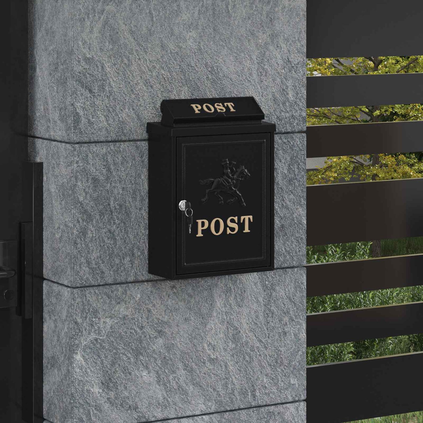 Væghængt Postkasse med dør Sort 29 x 13 x 41 cm Gustt aluminium