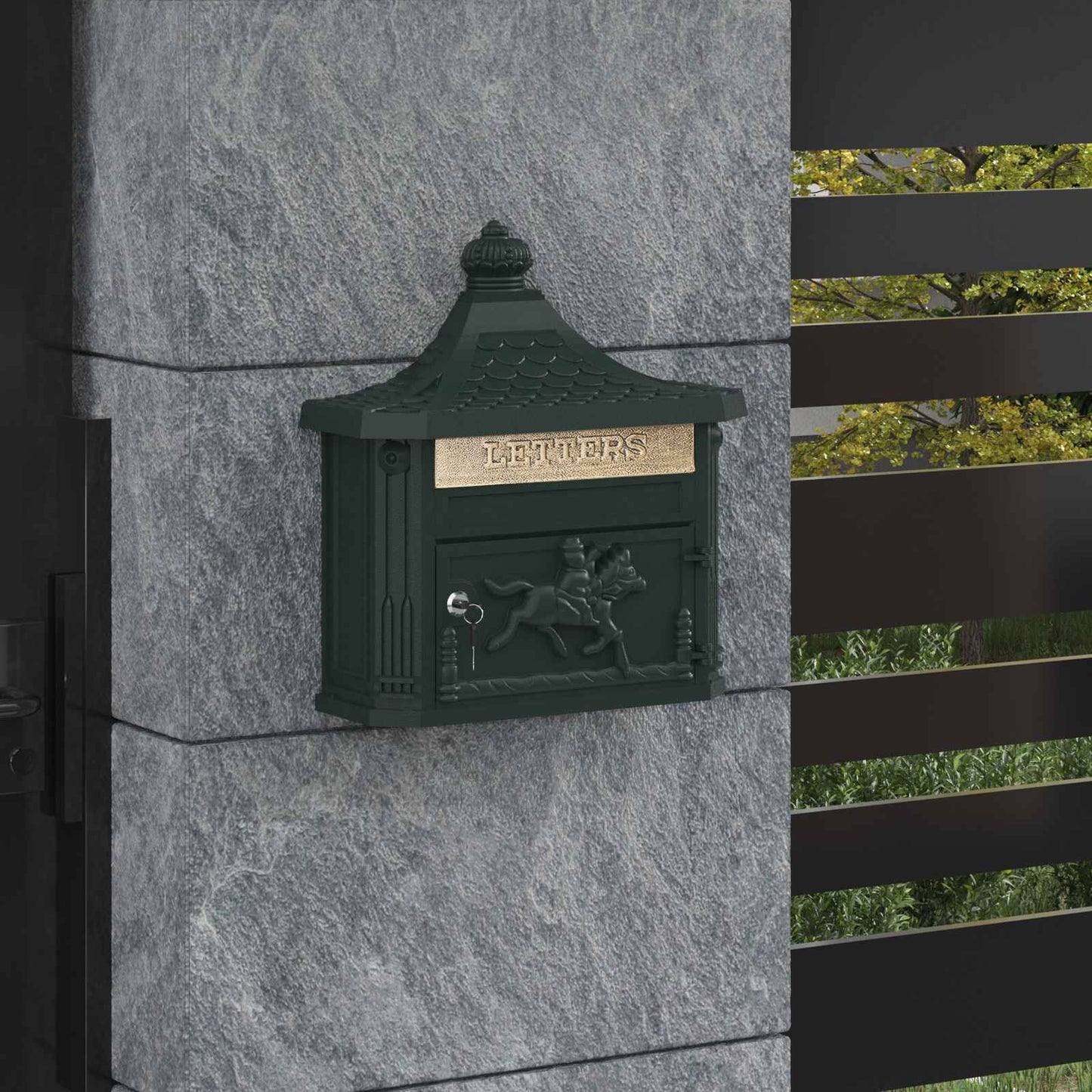 Væghængt Postkasse Grøn 40,5 x 16 x 45 cm Gustt aluminium