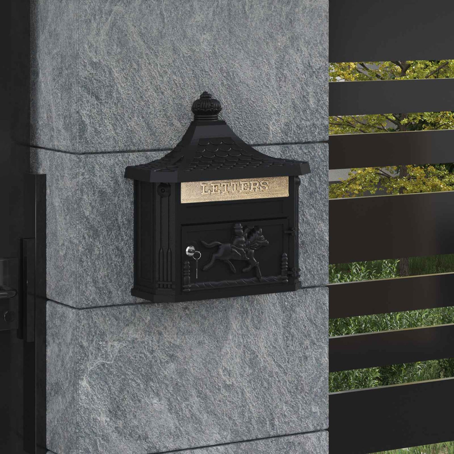 Væghængt Postkasse Sort 40,5 x 16 x 45 cm Gustt aluminium