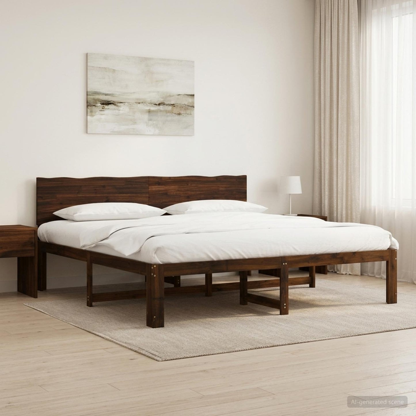 Dobbelt Sengestel med Hovedgærde ROSTOCK Mørk Brun 180 x 200 cm