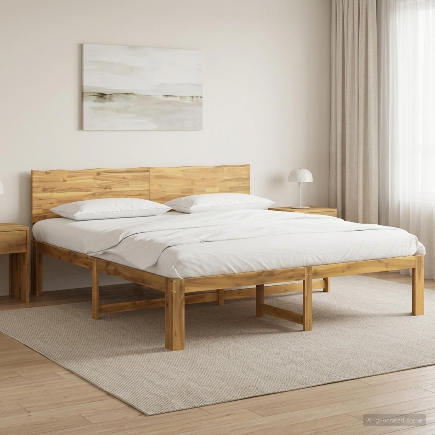 Dobbelt Sengestel med Hovedgærde ROSTOCK Hvid 200 x 200 cm