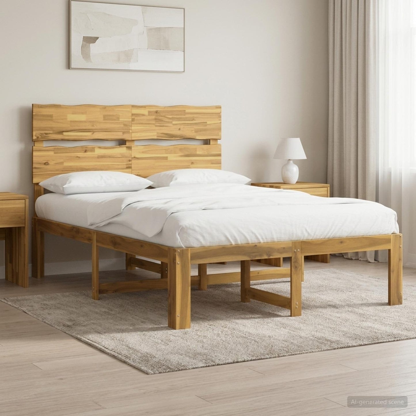 Dobbelt Sengestel med Hovedgærde ROSTOCK Hvid 135 x 190 cm