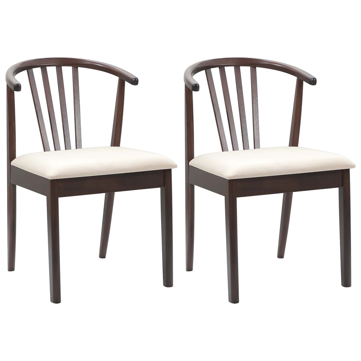 Spisestuestol 2 pcs Lys brun og lys Solid gummitræ