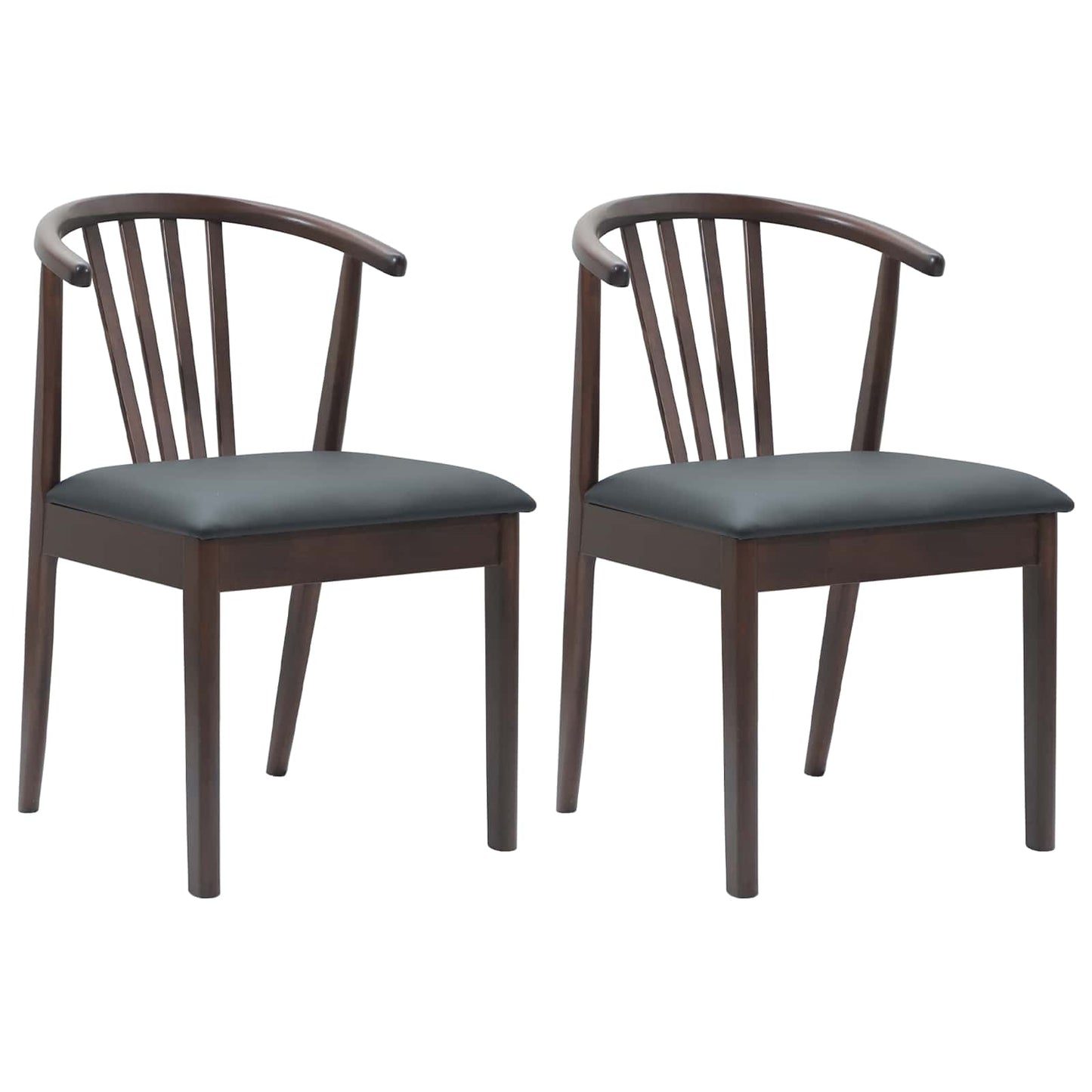 Spisestuestol 2 pcs Lys brun og sort Solid gummitræ