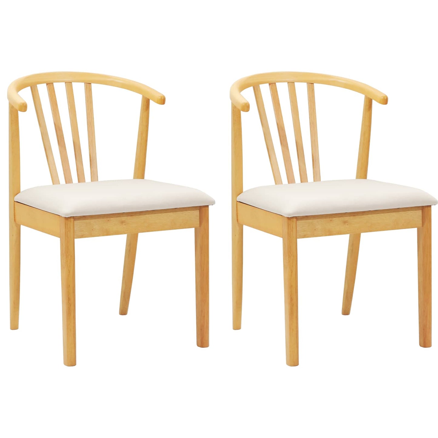 Spisestuestol 2 pcs Naturlig og lys Solid gummitræ