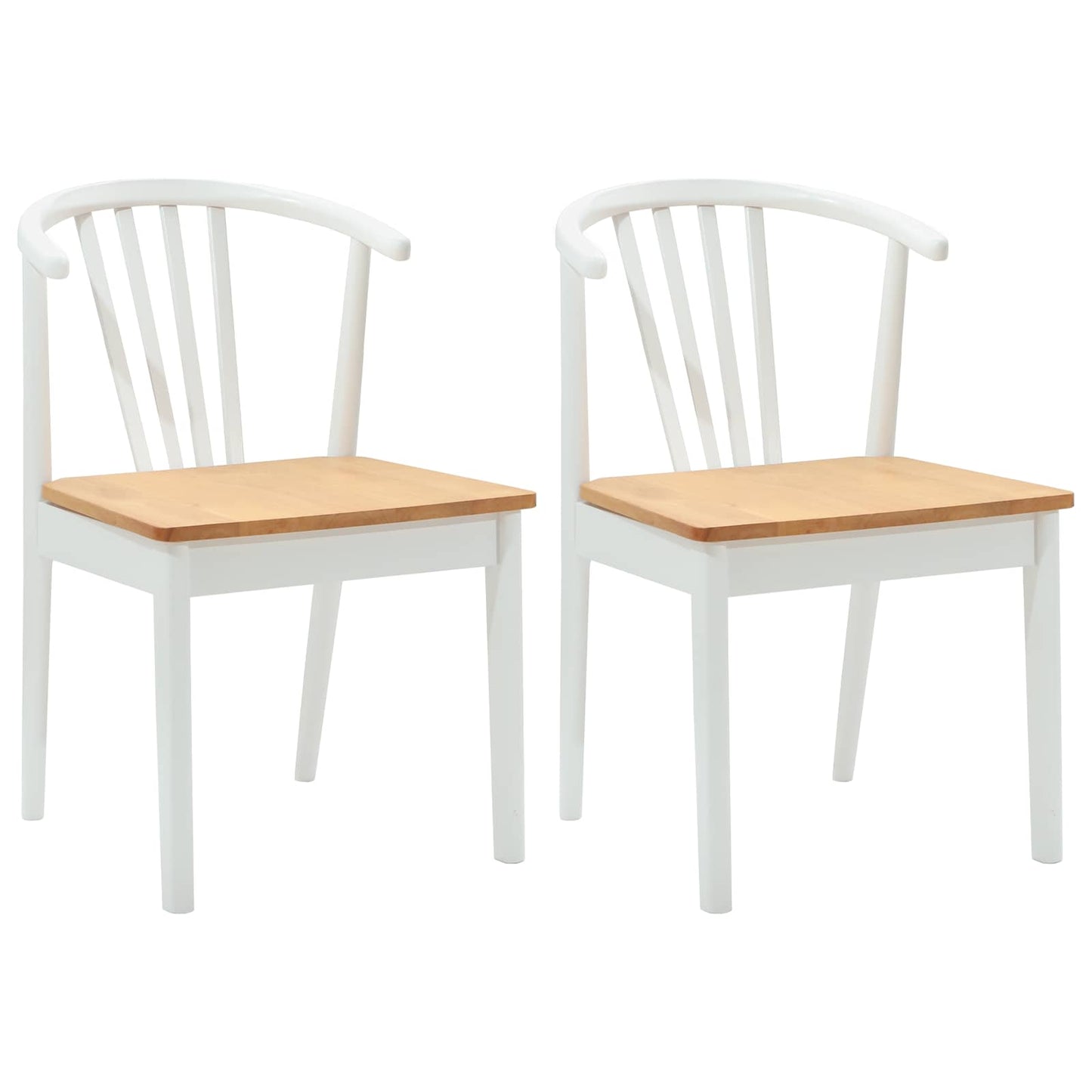 Spisestuestol 2 pcs hvid og naturfarvet Solid gummitræ
