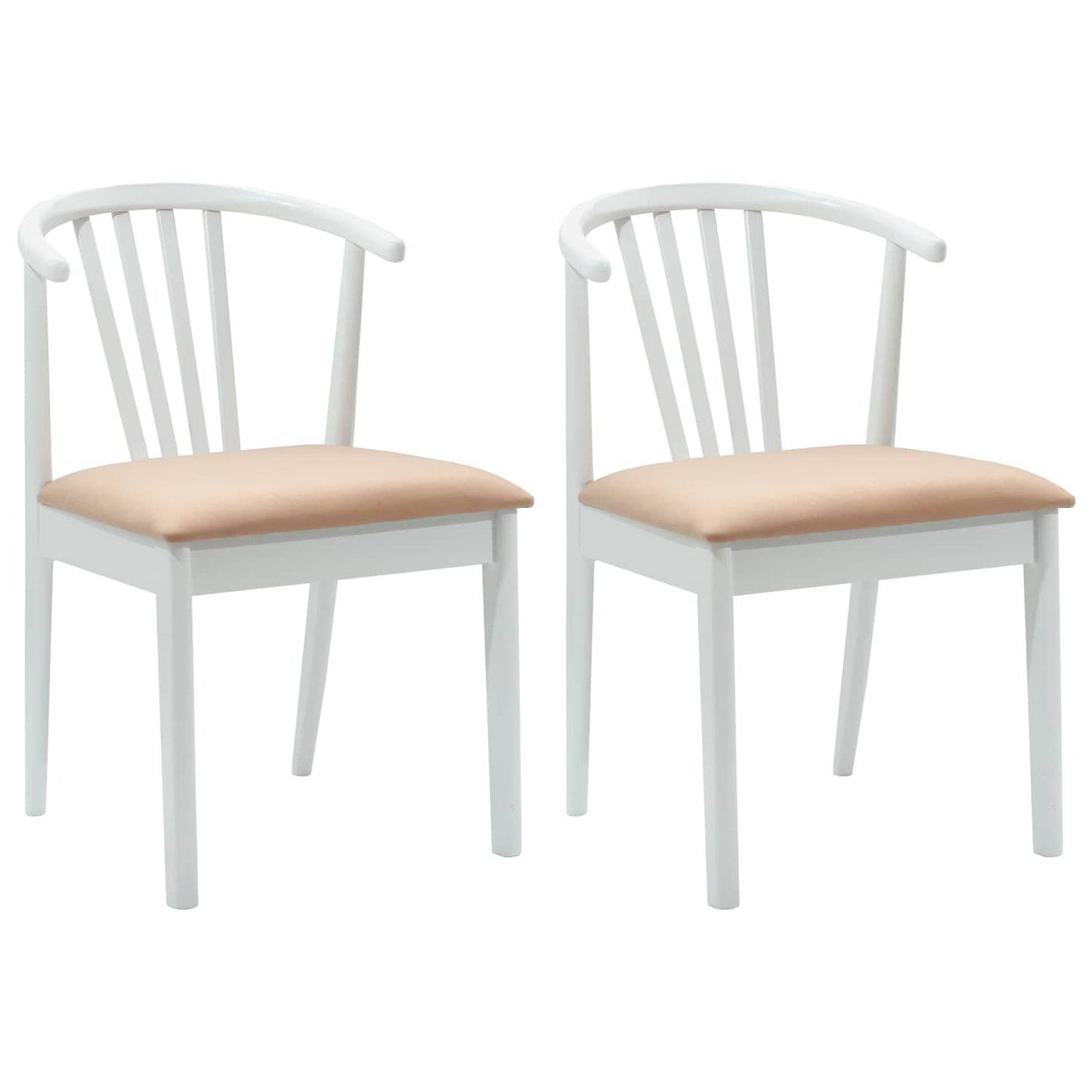 Spisestuestol 2 pcs Hvid og brun Solid gummitræ