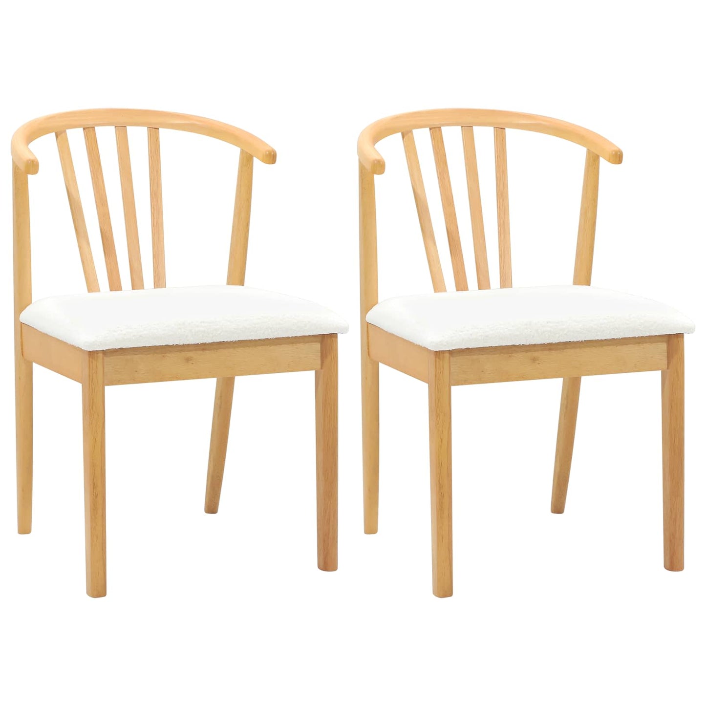 Spisestuestol 2 pcs Natur og hvid Solid gummitræ