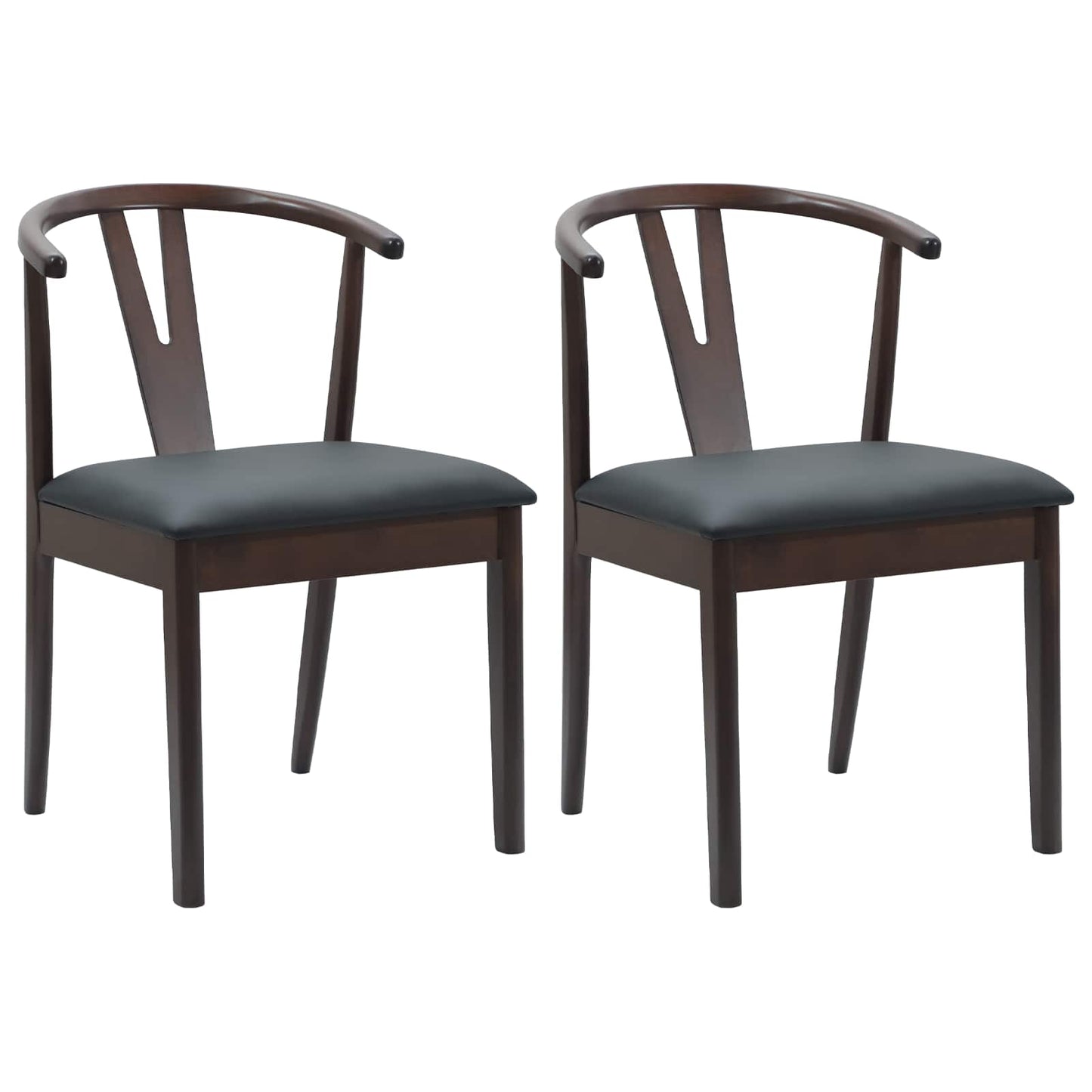 Spisestuestol 2 pcs Lys brun og sort Massiv Gummitræ