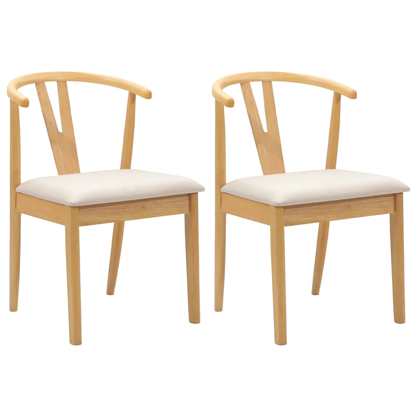 Spisestuestol 2 pcs Naturlig og lys Massiv Gummitræ