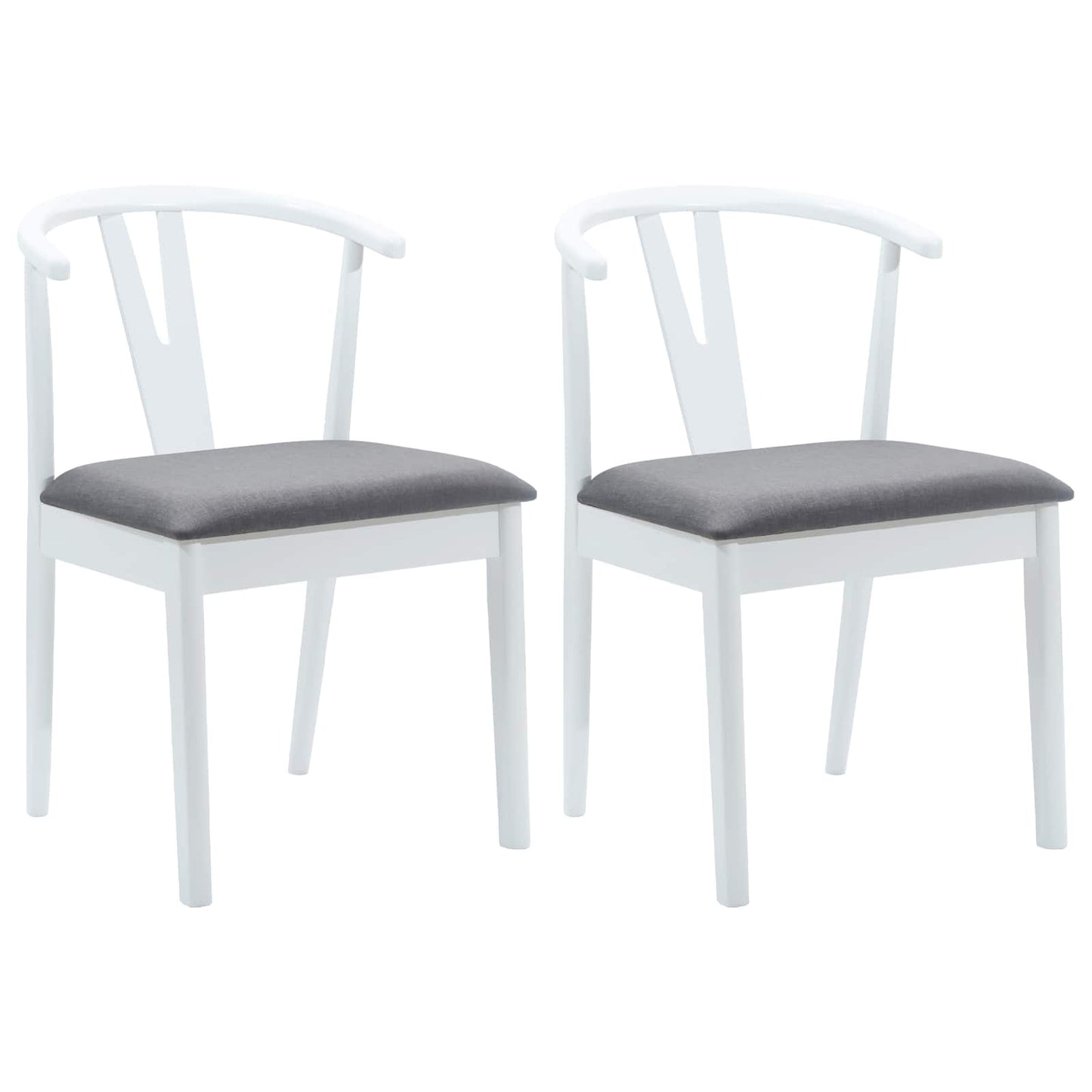 Spisestuestol 2 pcs Hvid og Grå Massiv Gummitræ