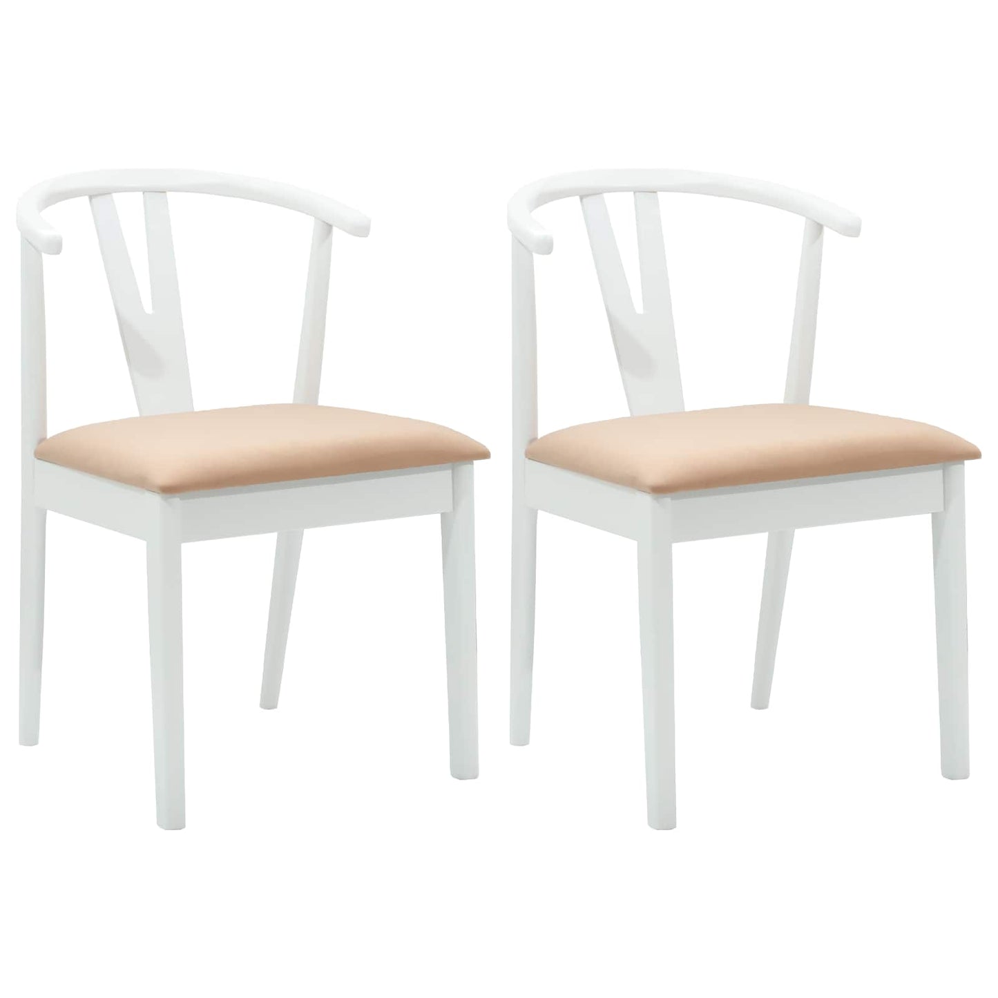 Spisestuestol 2 pcs Hvid og brun Massiv Gummitræ