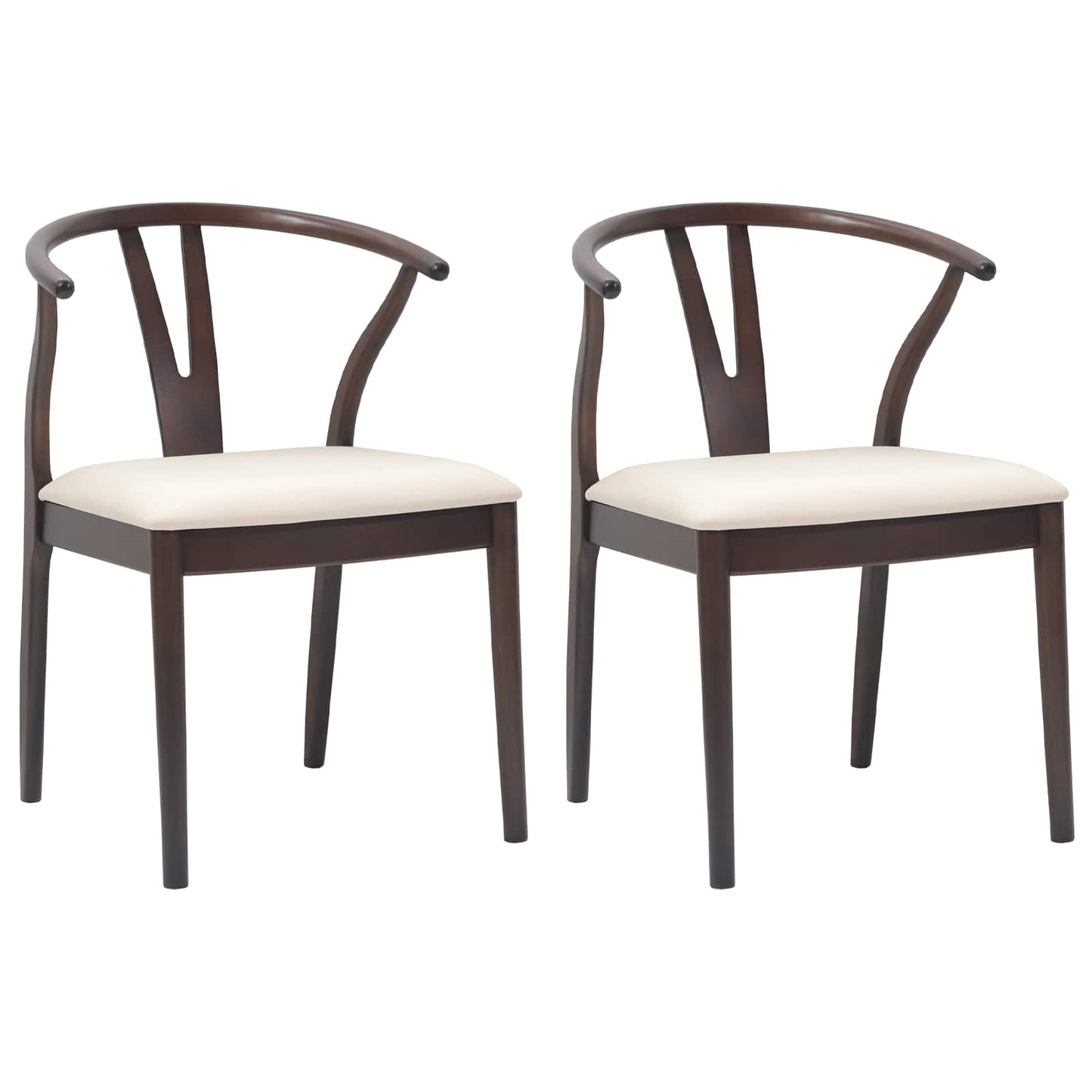 Spisestuestol 2 pcs Lys brun og lys Massiv Gummitræ