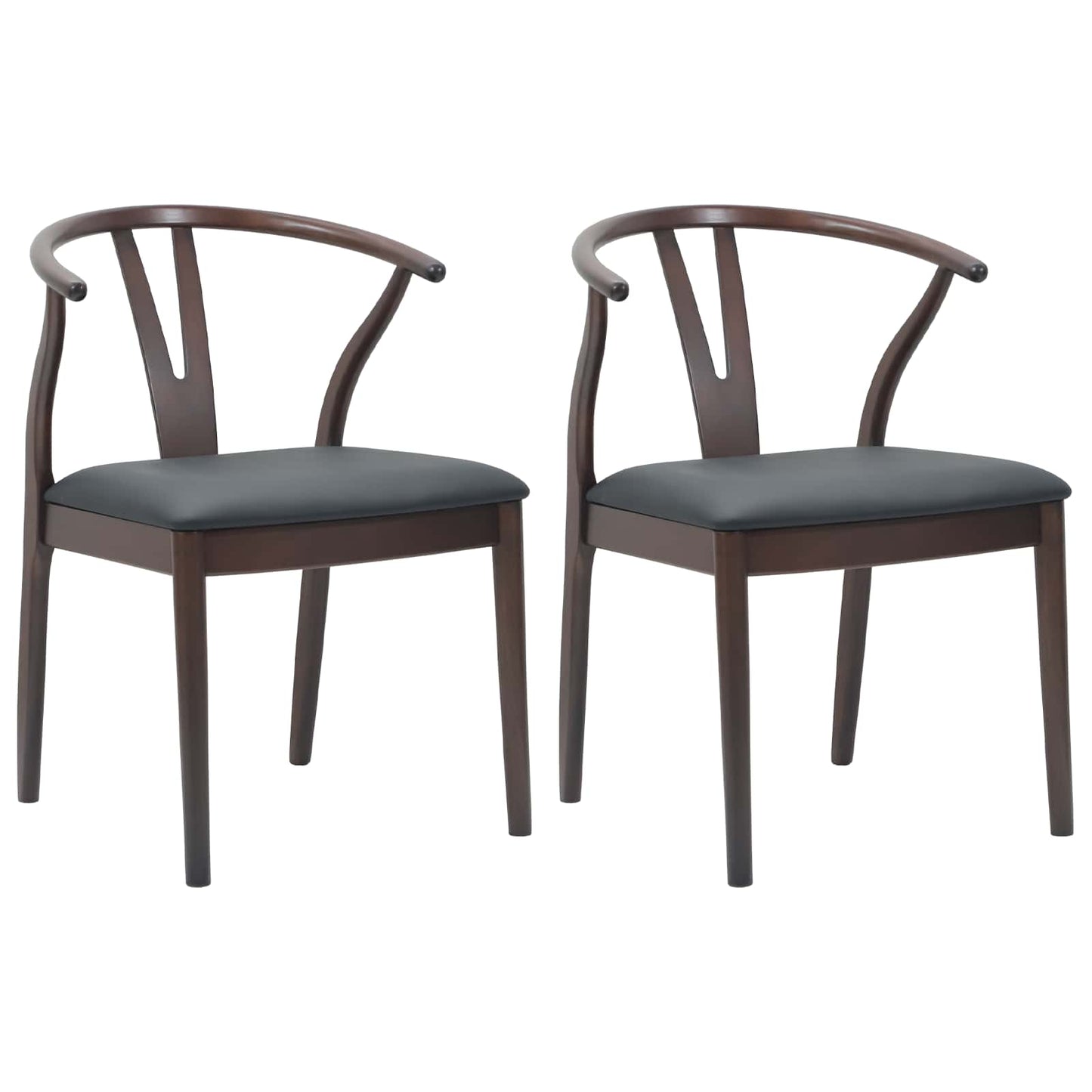 Spisestuestol 2 pcs Lys brun og sort Massiv Gummitræ