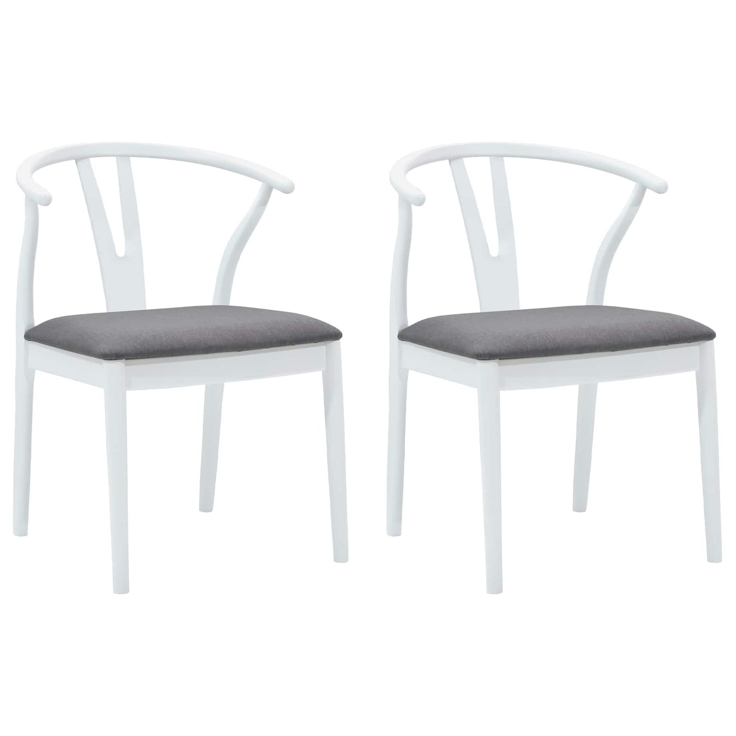 Spisestuestol 2 pcs Hvid og Grå Massiv Gummitræ