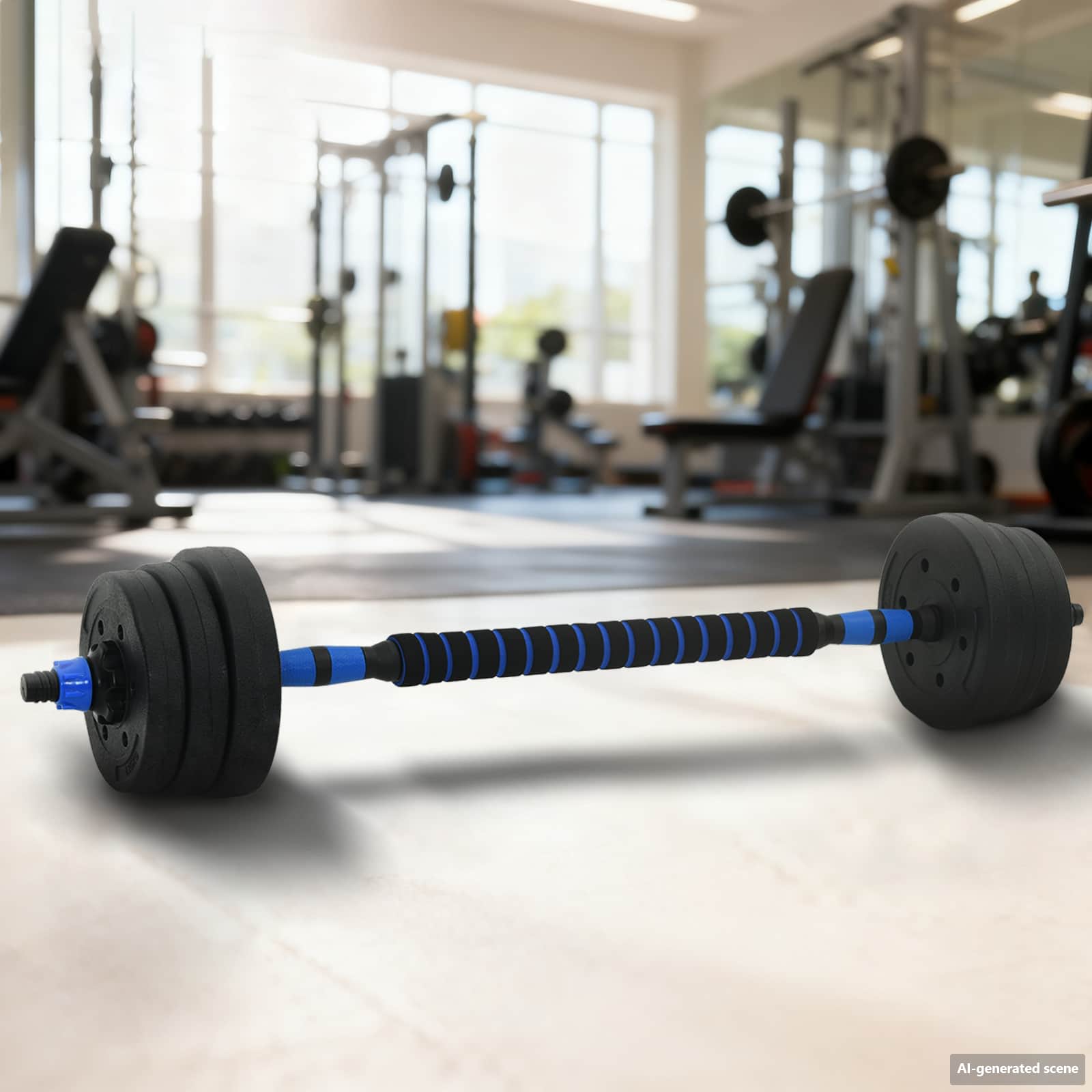 2-i-1 Håndvægt Barbell Sæt 20 kg Sort og Blå Cement og jernsand billede