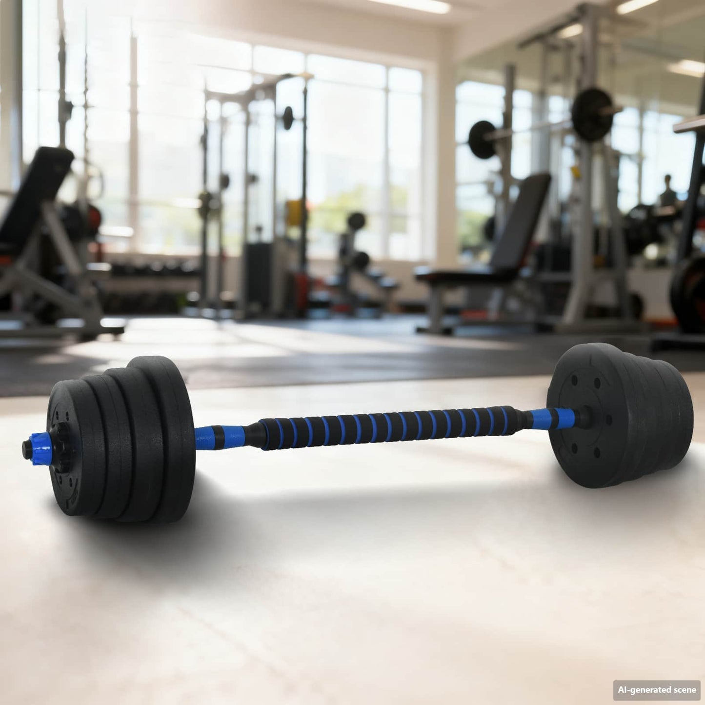 2-i-1 Håndvægt Barbell Sæt 30 kg Sort og Blå Cement og jernsand