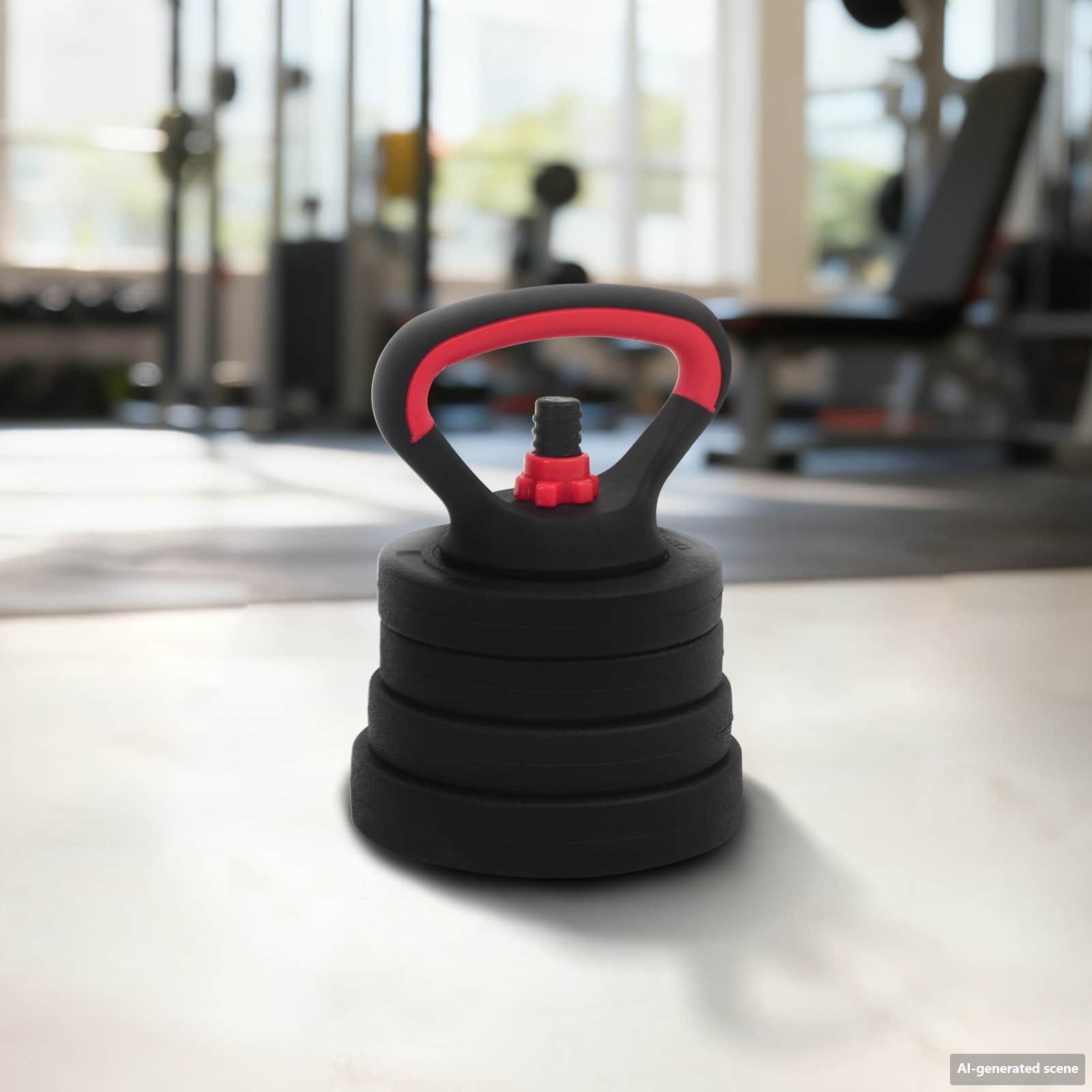 4-i-1 Håndvægte Barbell Kettlebell Sæt 20 kg Sort og rød billede