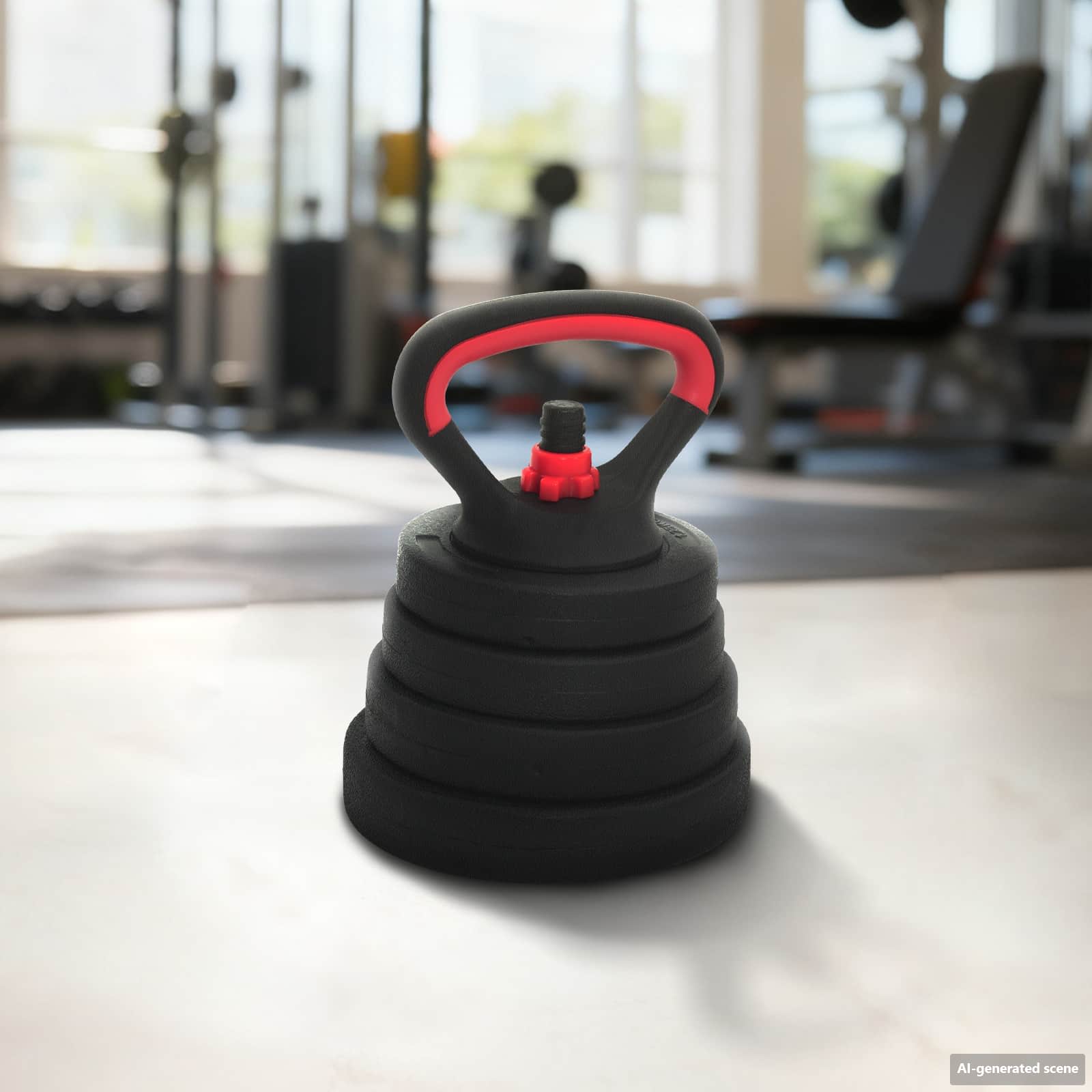 4-i-1 Dumbbell Barbell Kettlebell Sæt 30 kg Sort og rød billede