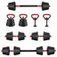 4-i-1 Dumbbell Barbell Kettlebell Sæt 30 kg Sort og rød