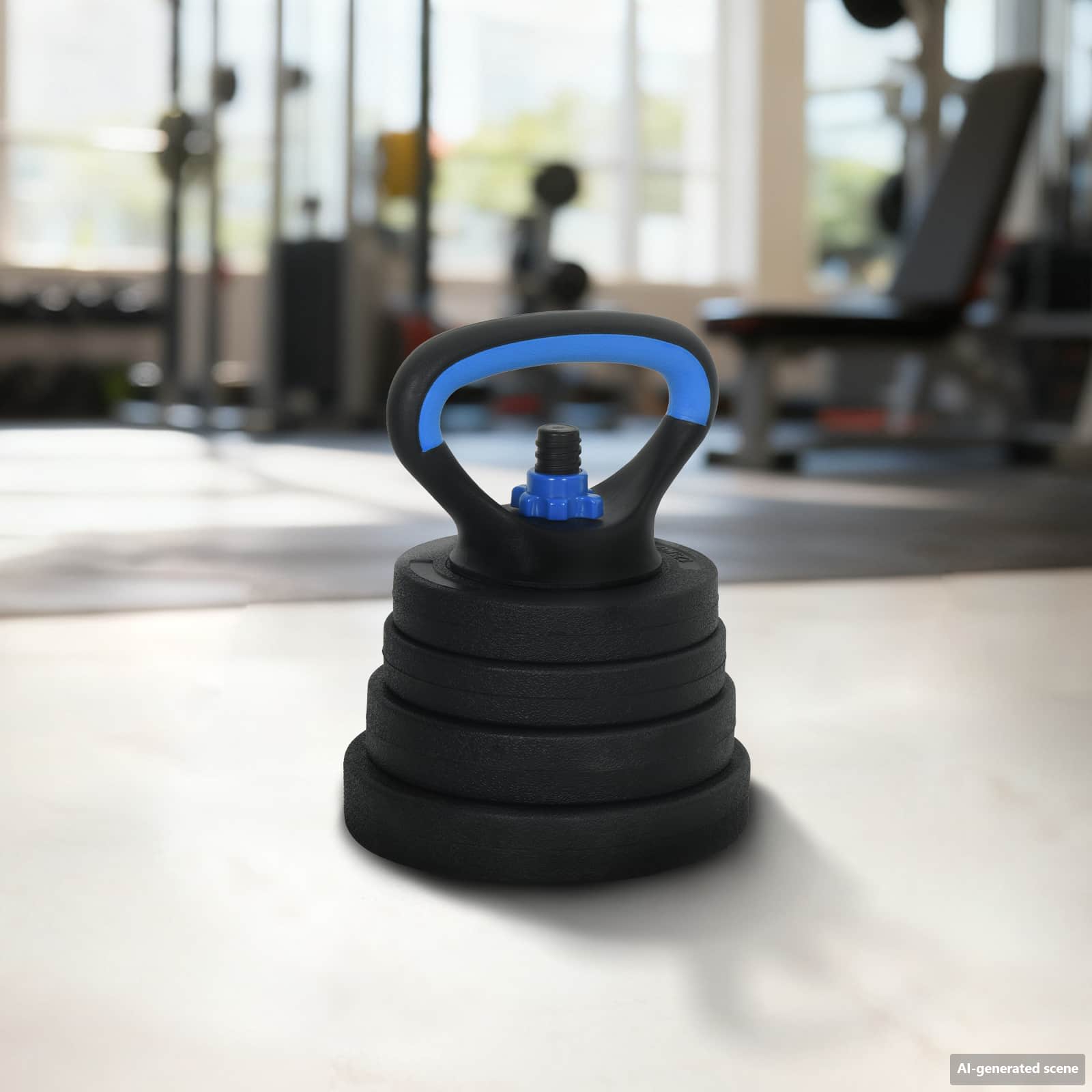 4-i-1 Håndvægte Barbell Kettlebell Sæt 30 kg Sort og Blå billede