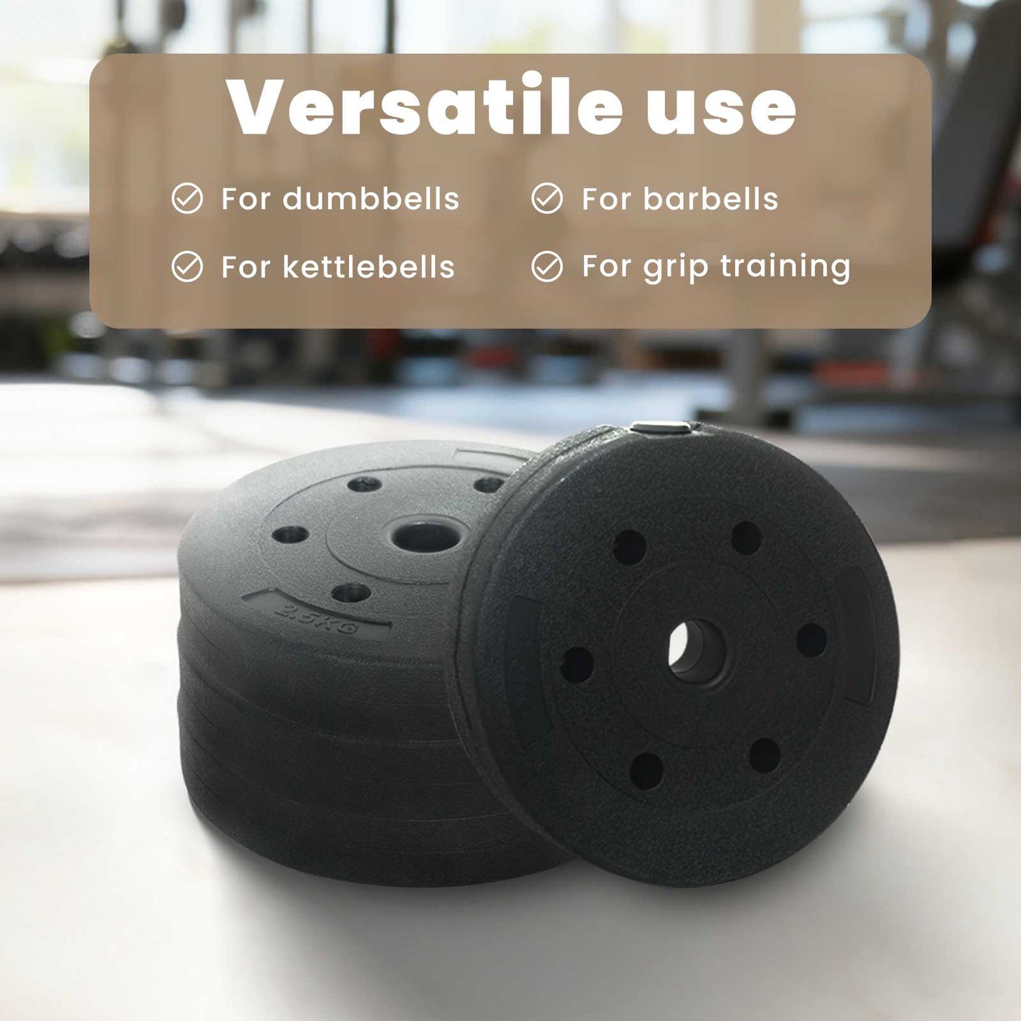 Vægtplader 4 pcs 10 kg Sort Cement og jernsand Ø 21,5 x 3,8 cm