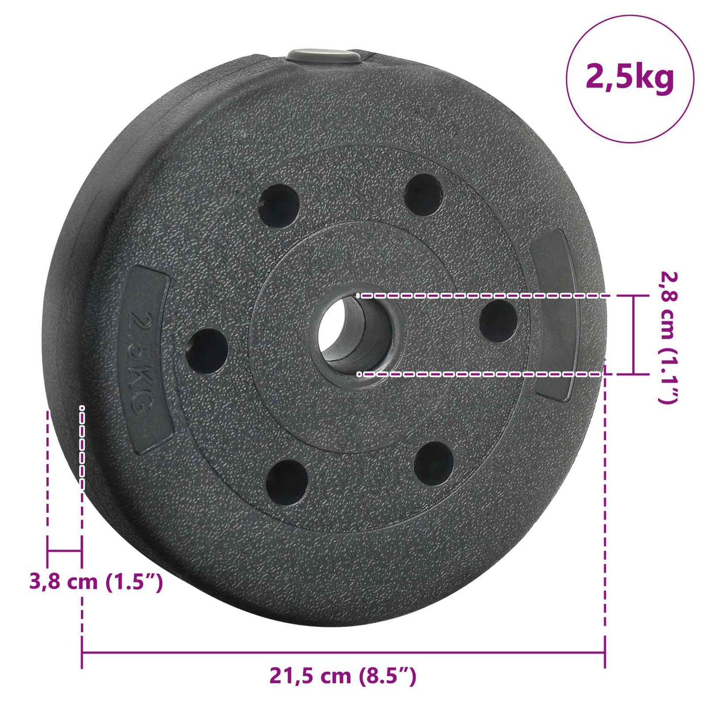 Vægtplader 4 pcs 10 kg Sort Cement og jernsand Ø 21,5 x 3,8 cm