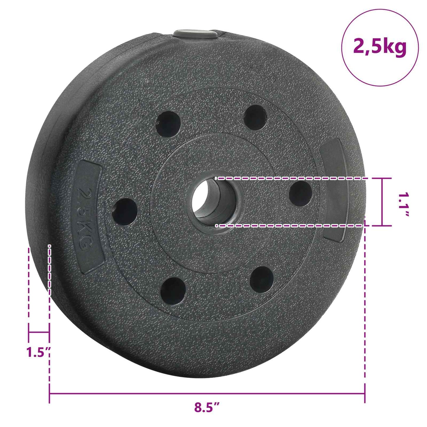 Vægtplader 4 pcs 10 kg Sort Cement og jernsand Ø 21,5 x 3,8 cm