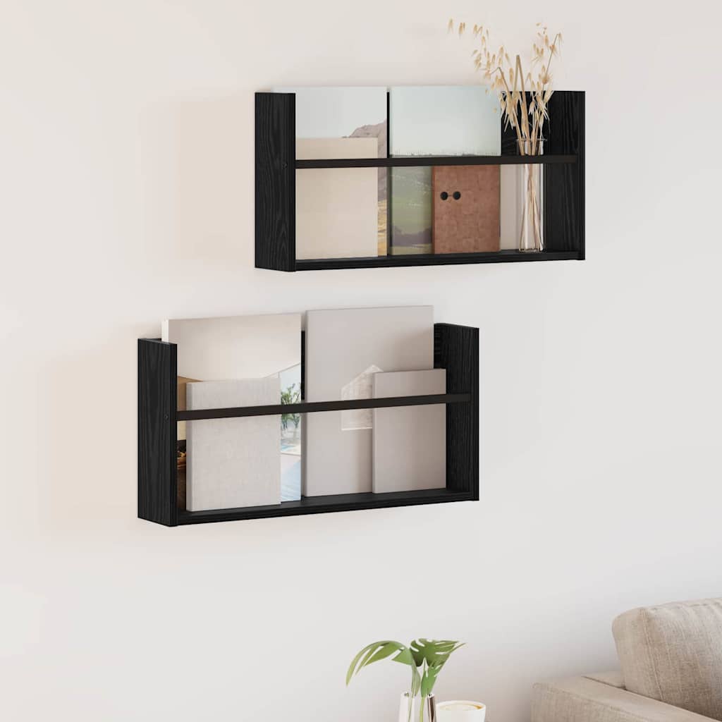 Magasin Rack 2 stk. Sort eg 60 x 12 x 30 cm Konstrueret træ