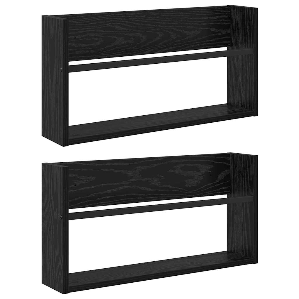 Magasin Rack 2 stk. Sort eg 60 x 12 x 30 cm Konstrueret træ