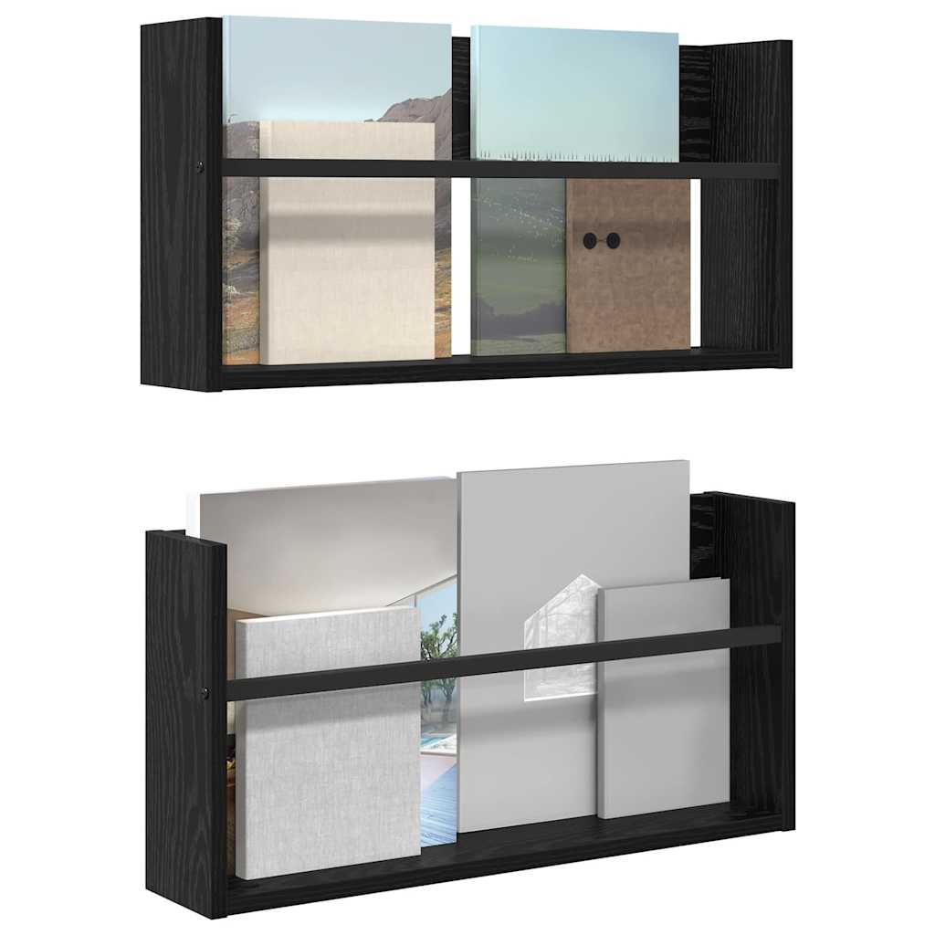 Magasin Rack 2 stk. Sort eg 60 x 12 x 30 cm Konstrueret træ