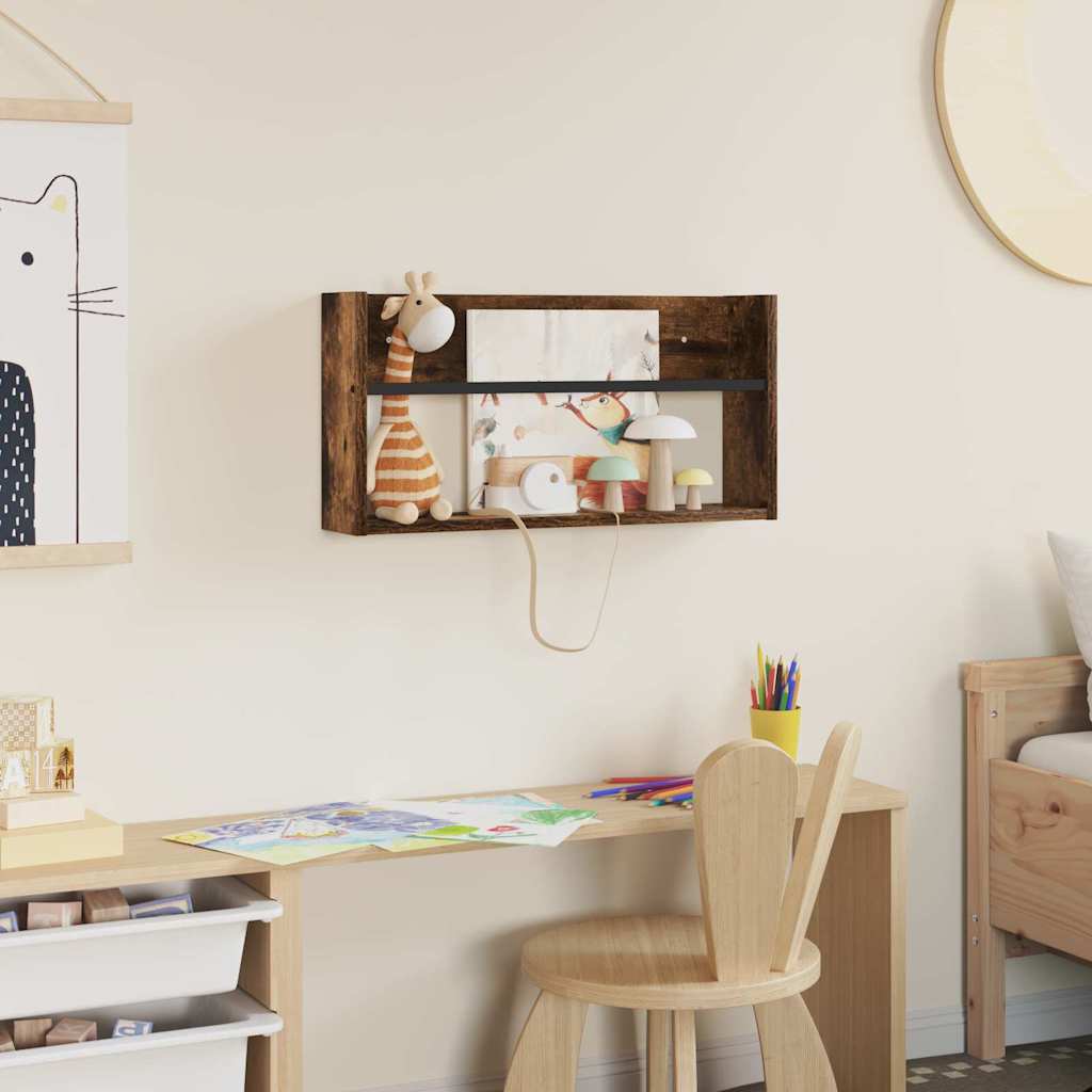 Magasin Rack med hylde Røget eg 60 x 12 x 30 cm Konstrueret træ