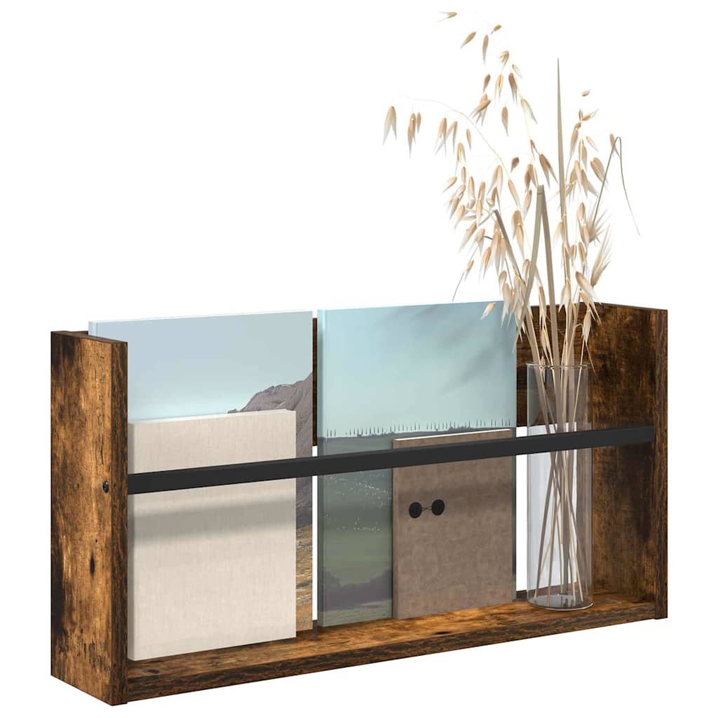 Magasin Rack med hylde Røget eg 60 x 12 x 30 cm Konstrueret træ