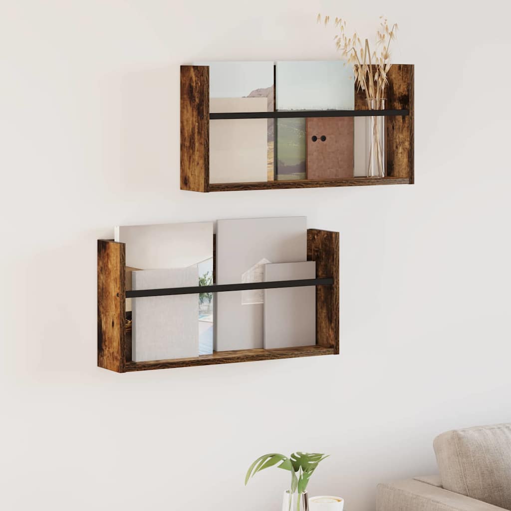 Magasin Rack 2 stk. Røget eg 60 x 12 x 30 cm Konstrueret træ