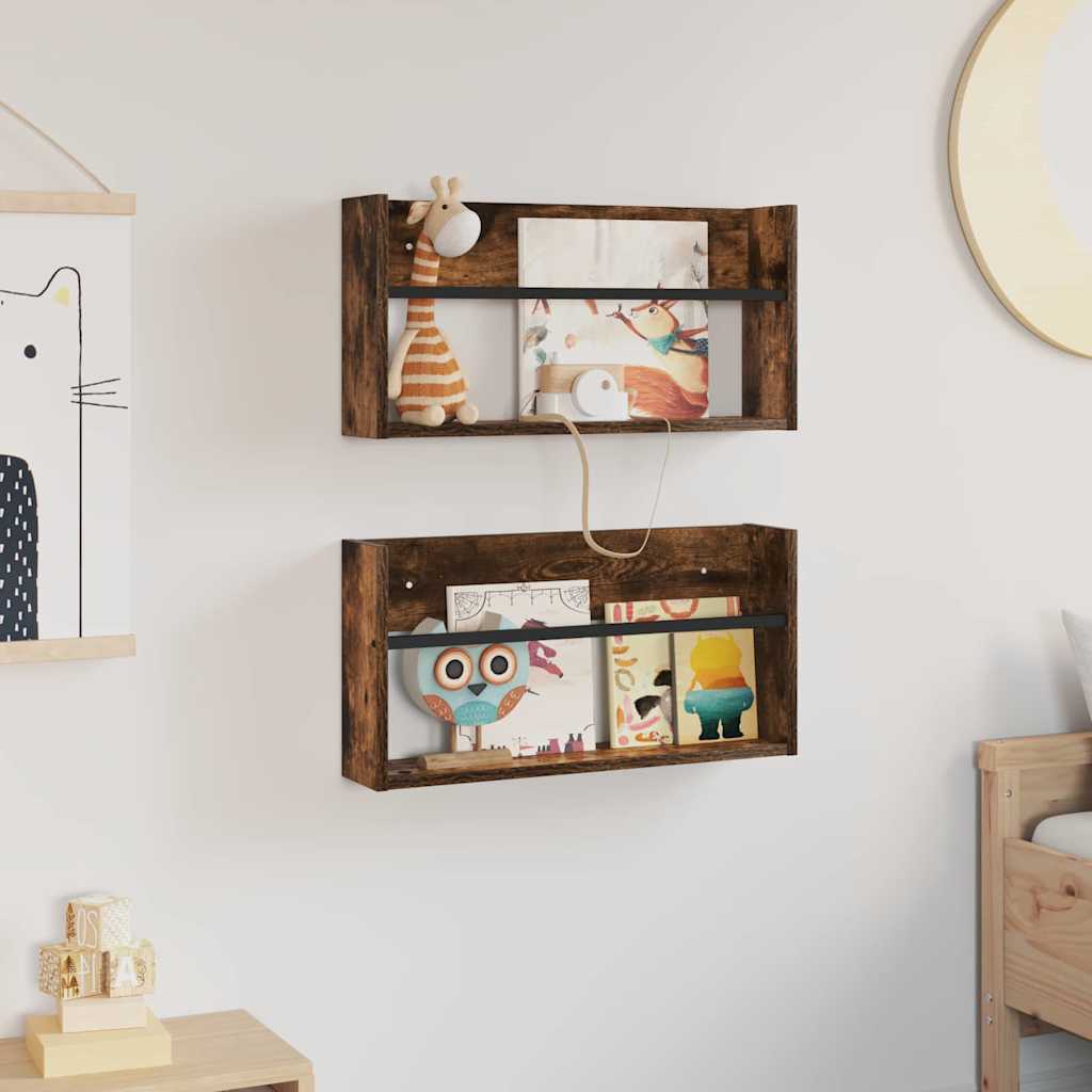 Magasin Rack 2 stk. Røget eg 60 x 12 x 30 cm Konstrueret træ