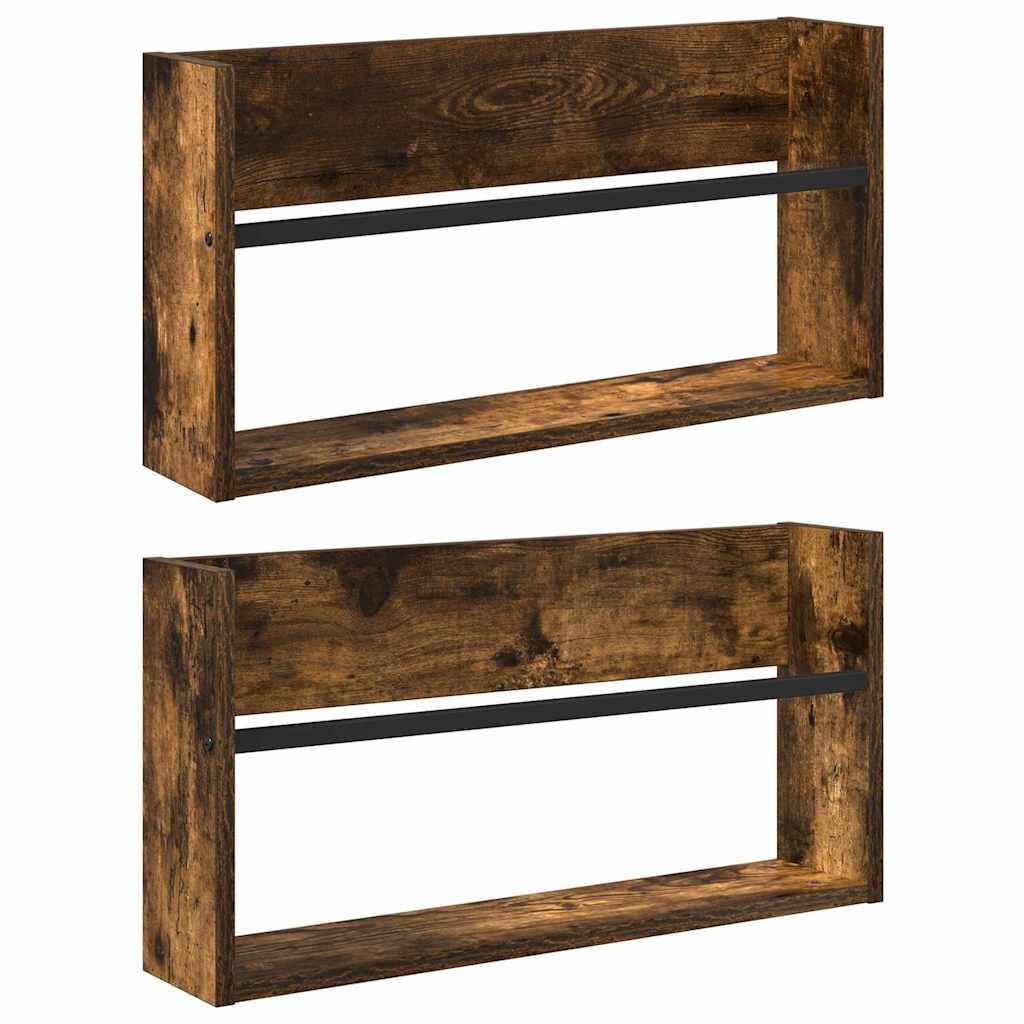 Magasin Rack 2 stk. Røget eg 60 x 12 x 30 cm Konstrueret træ
