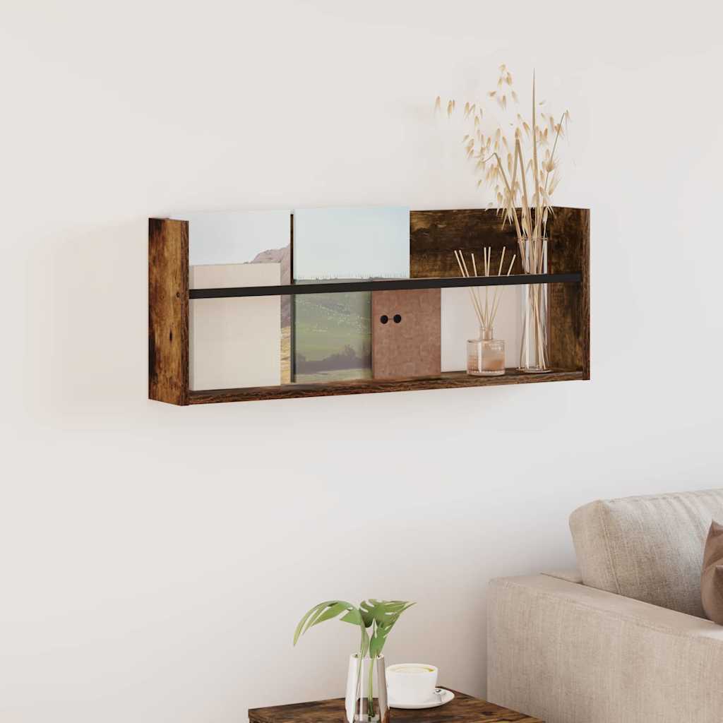 Magasin Rack med hylde Røget eg 80 x 12 x 30 cm Konstrueret træ