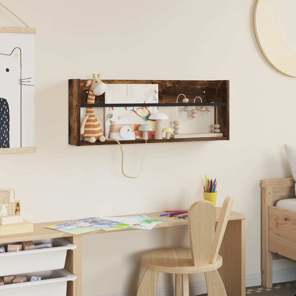 Magasin Rack med hylde Røget eg 80 x 12 x 30 cm Konstrueret træ