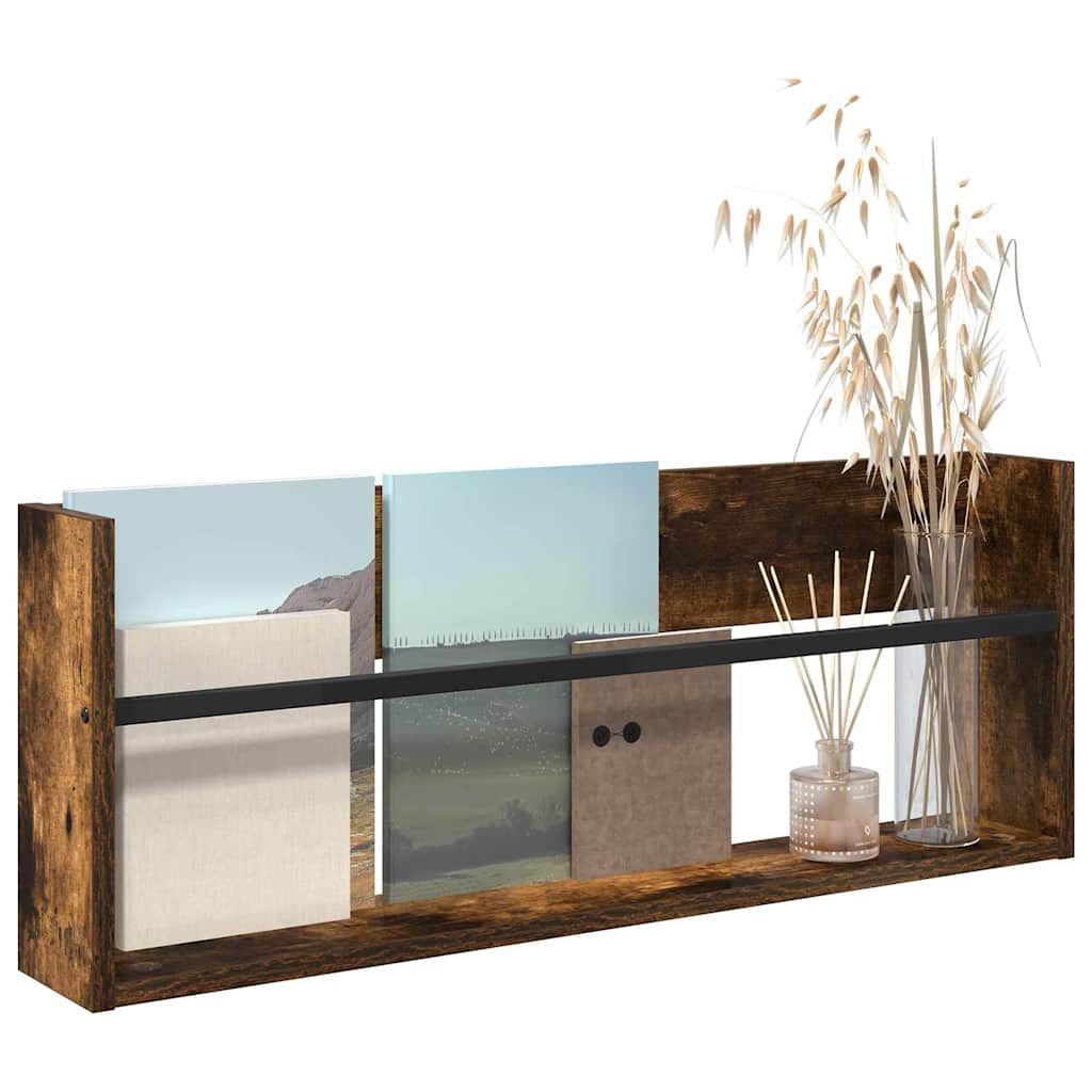 Magasin Rack med hylde Røget eg 80 x 12 x 30 cm Konstrueret træ