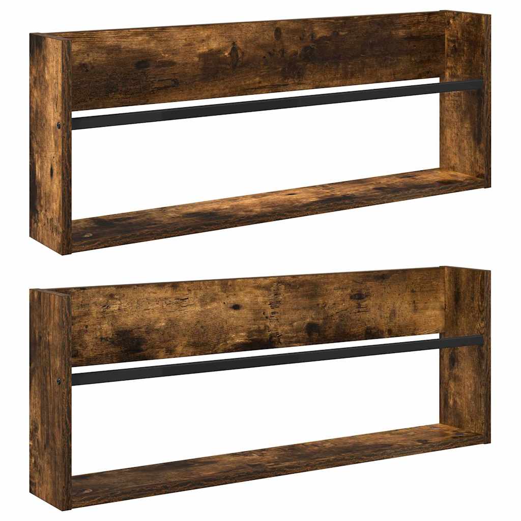 Magasin Rack 2 stk. Røget eg 80 x 12 x 30 cm Konstrueret træ