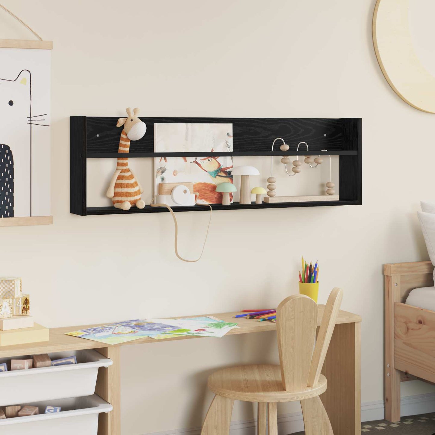 Magasin Rack med hylde Sort eg 100 x 12 x 30 cm Konstrueret træ