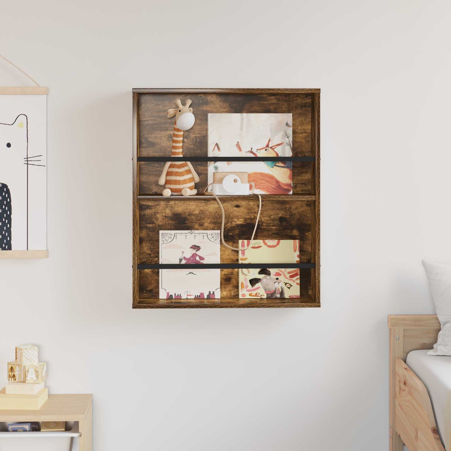 Magasin Rack med hylde Røget eg 60 x 12 x 70 cm Konstrueret træ