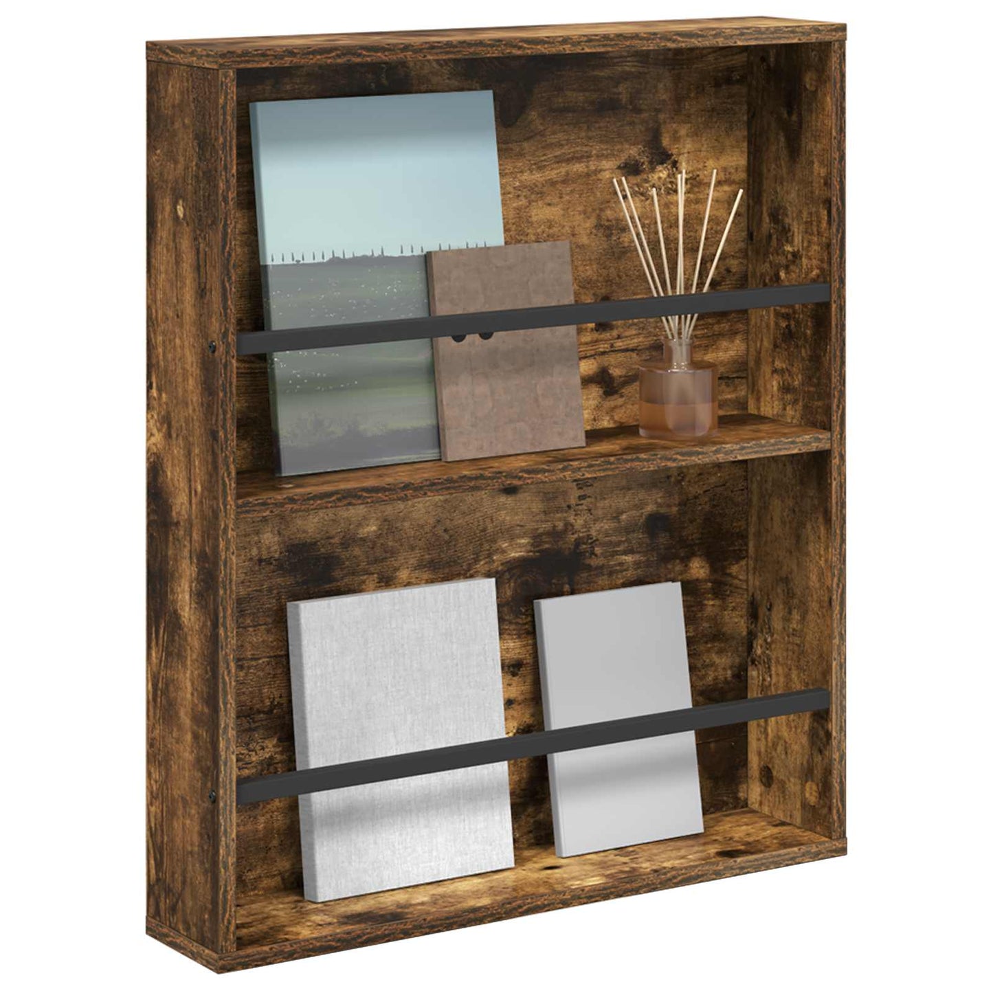 Magasin Rack med hylde Røget eg 60 x 12 x 70 cm Konstrueret træ