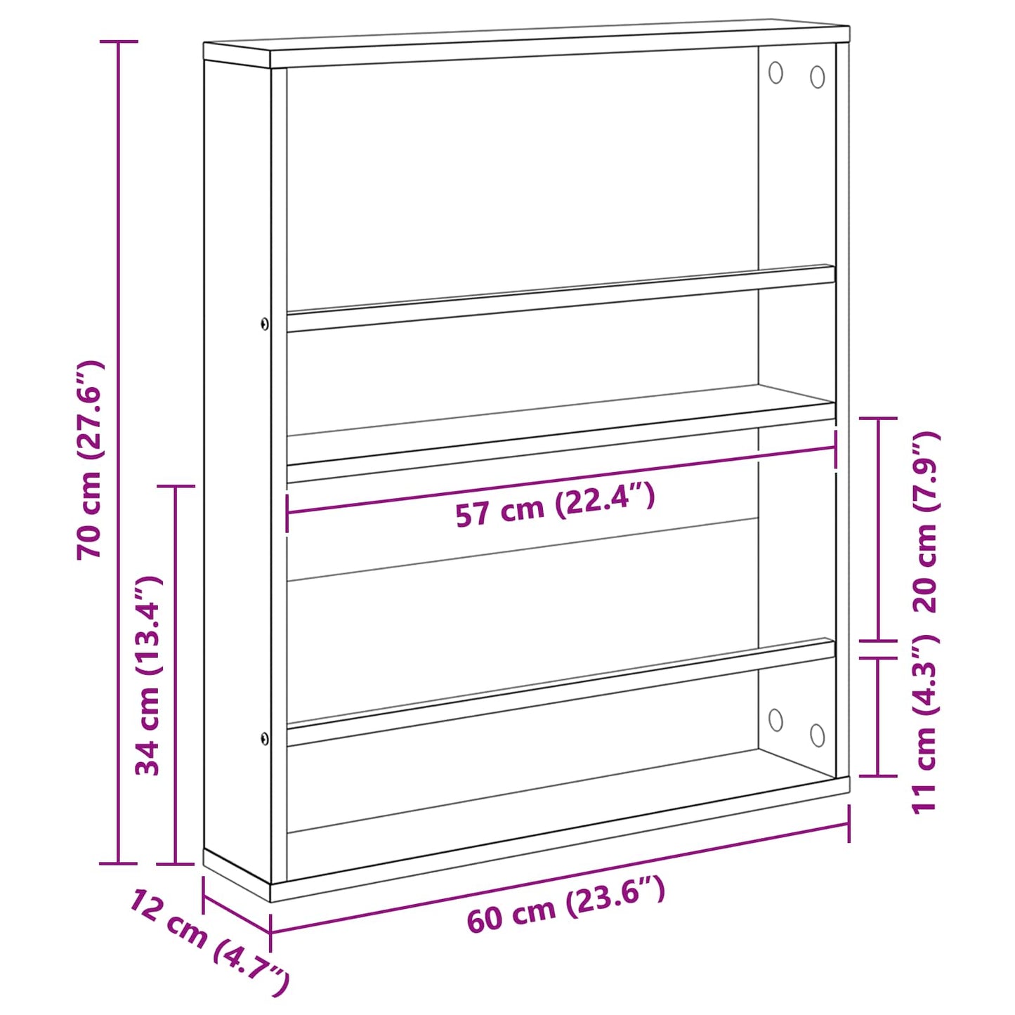 Magasin Rack med hylde Røget eg 60 x 12 x 70 cm Konstrueret træ