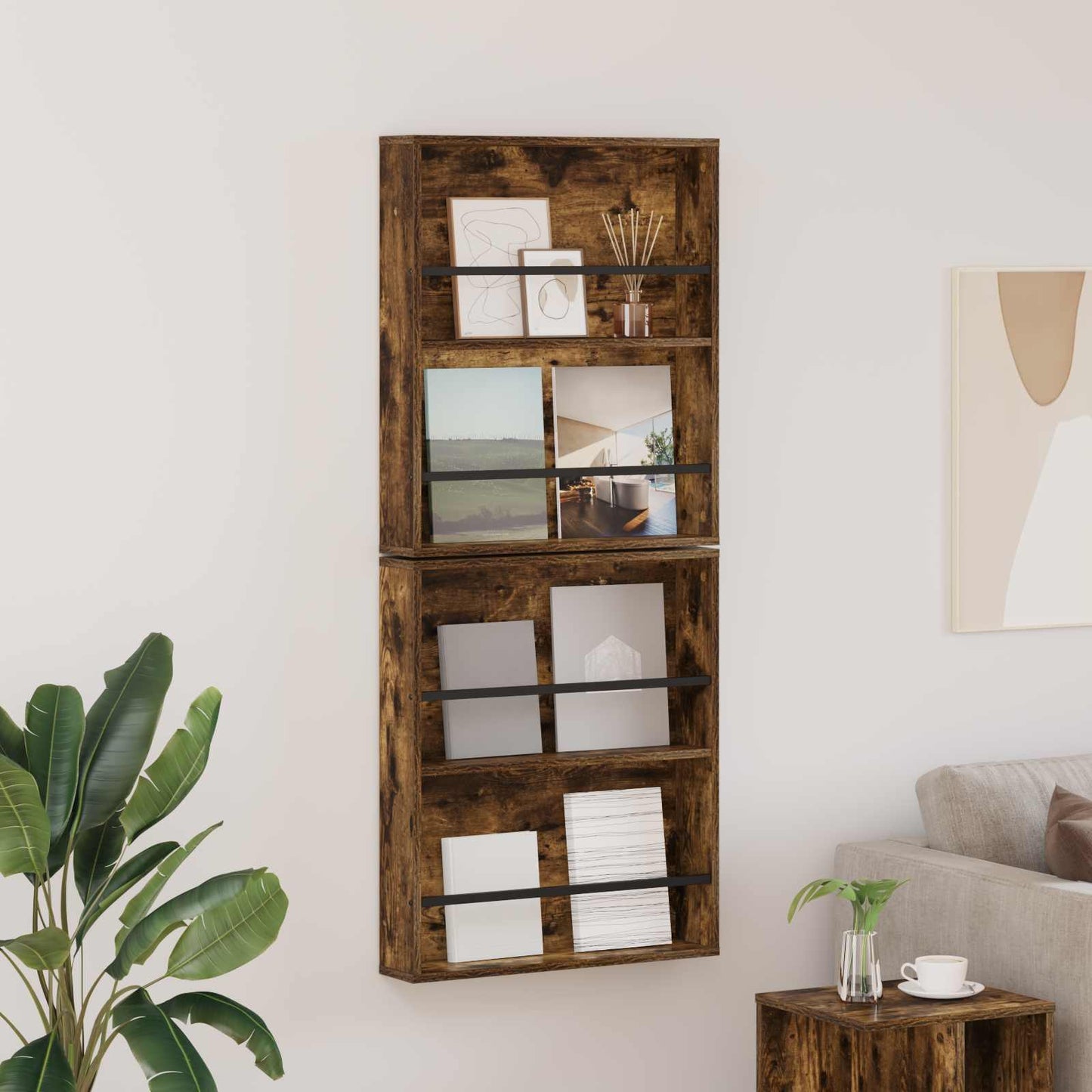 Magasin Rack 2 stk. Røget eg 60 x 12 x 70 cm Konstrueret træ