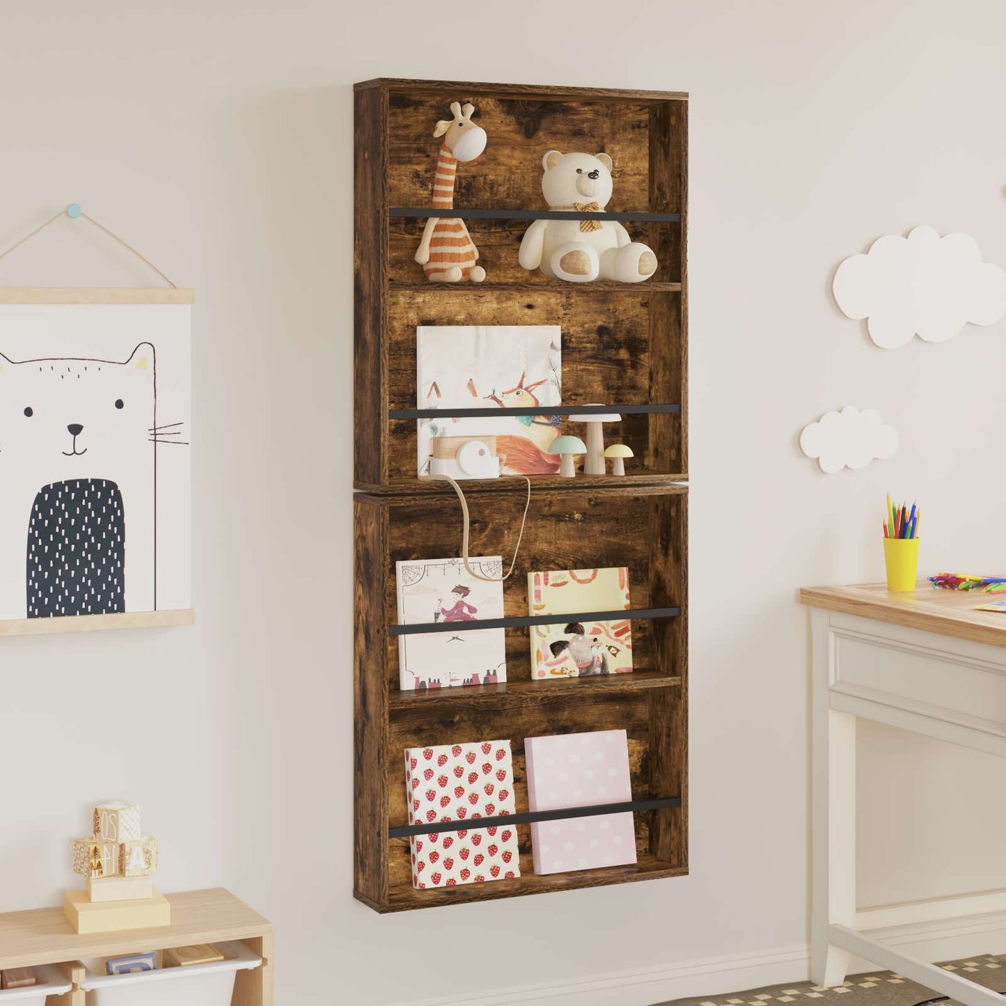 Magasin Rack 2 stk. Røget eg 60 x 12 x 70 cm Konstrueret træ